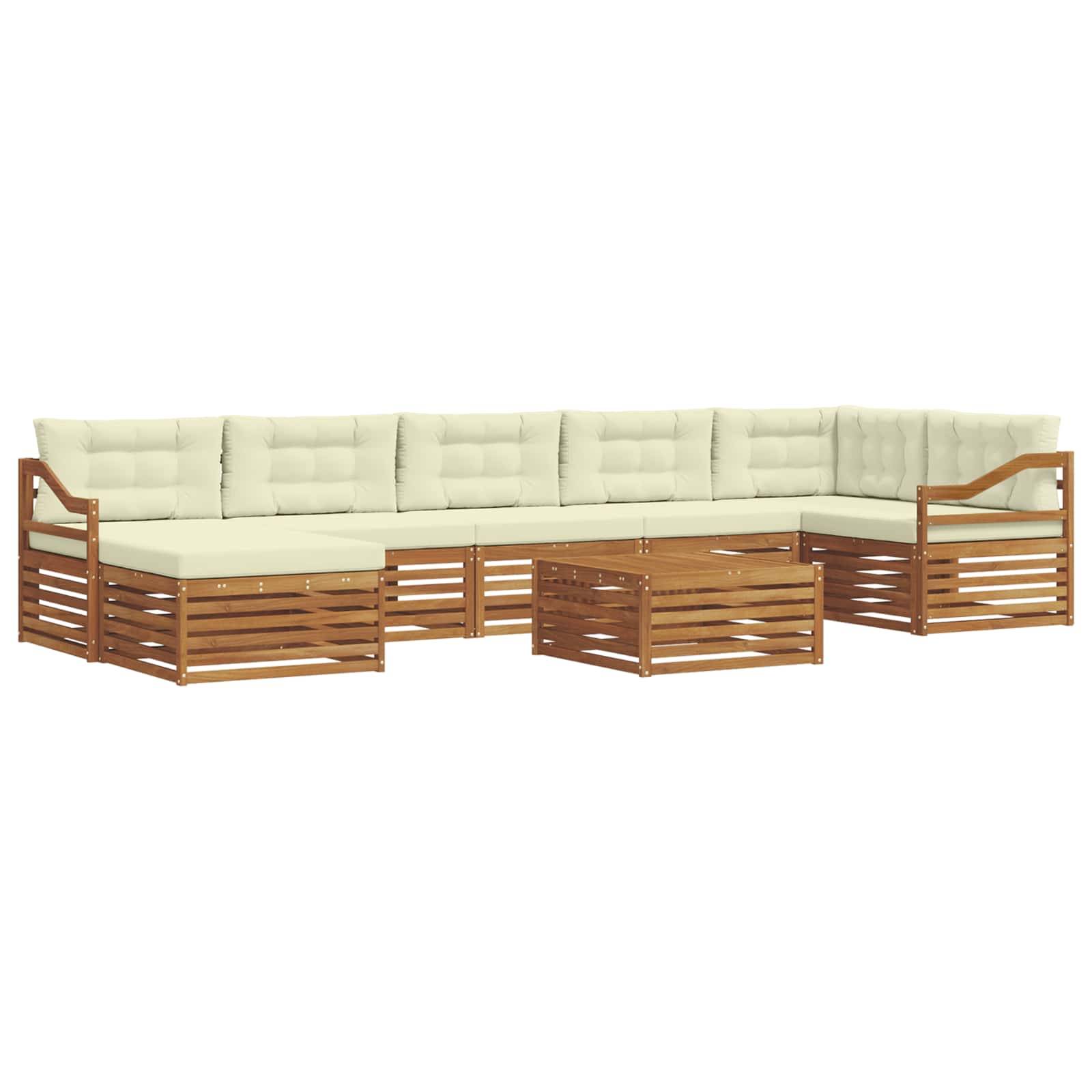 vidaXL Outdoor-Sofagarnitur 8 pcs Natur und Creme Massivholz Akazie