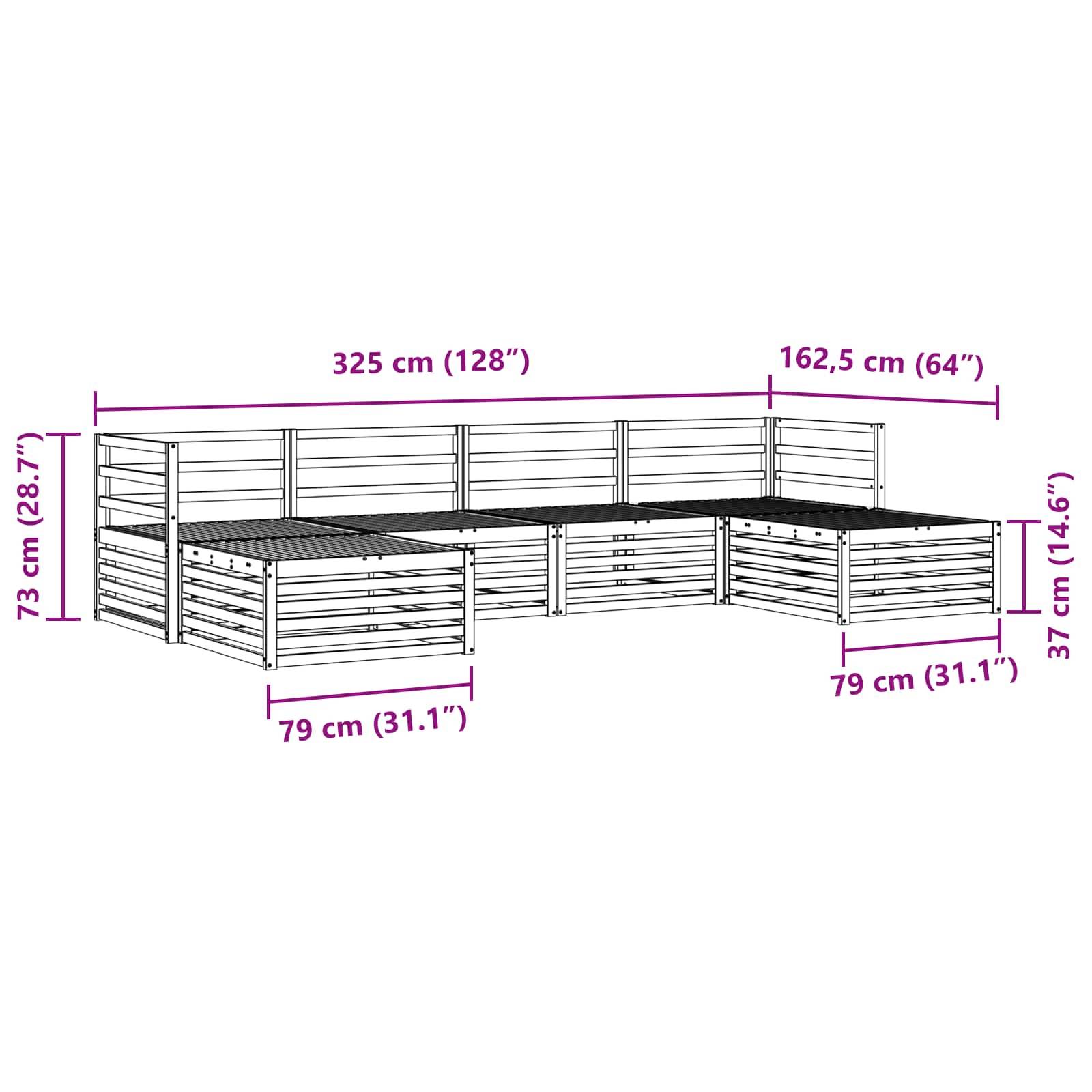 vidaXL Sofagarnituren 6 pcs Natur Massivholz Akazie