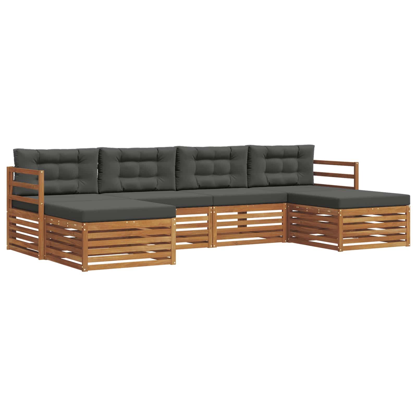 vidaXL Sofagarnituren 6 pcs Natur und Anthrazit Massivholz Akazie