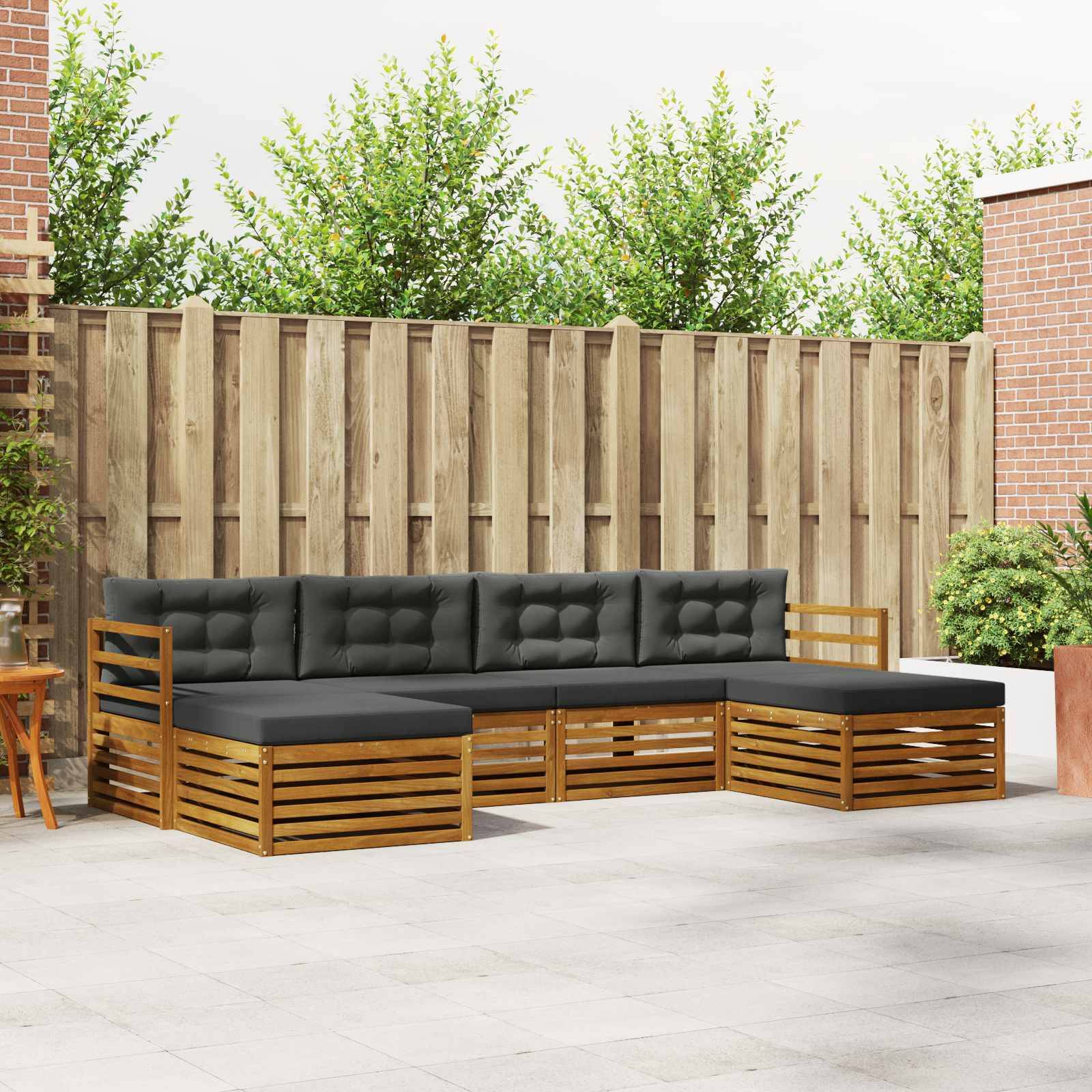 vidaXL Sofagarnituren 6 pcs Natur und Anthrazit Massivholz Akazie
