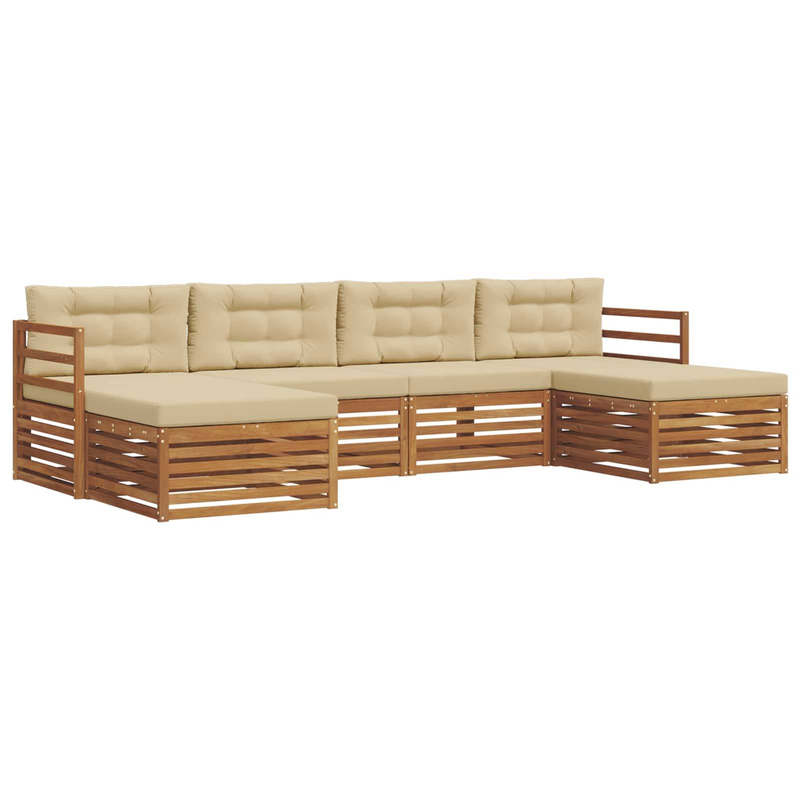 vidaXL Sofagarnituren 6 pcs Natur und Beige Massivholz Akazie