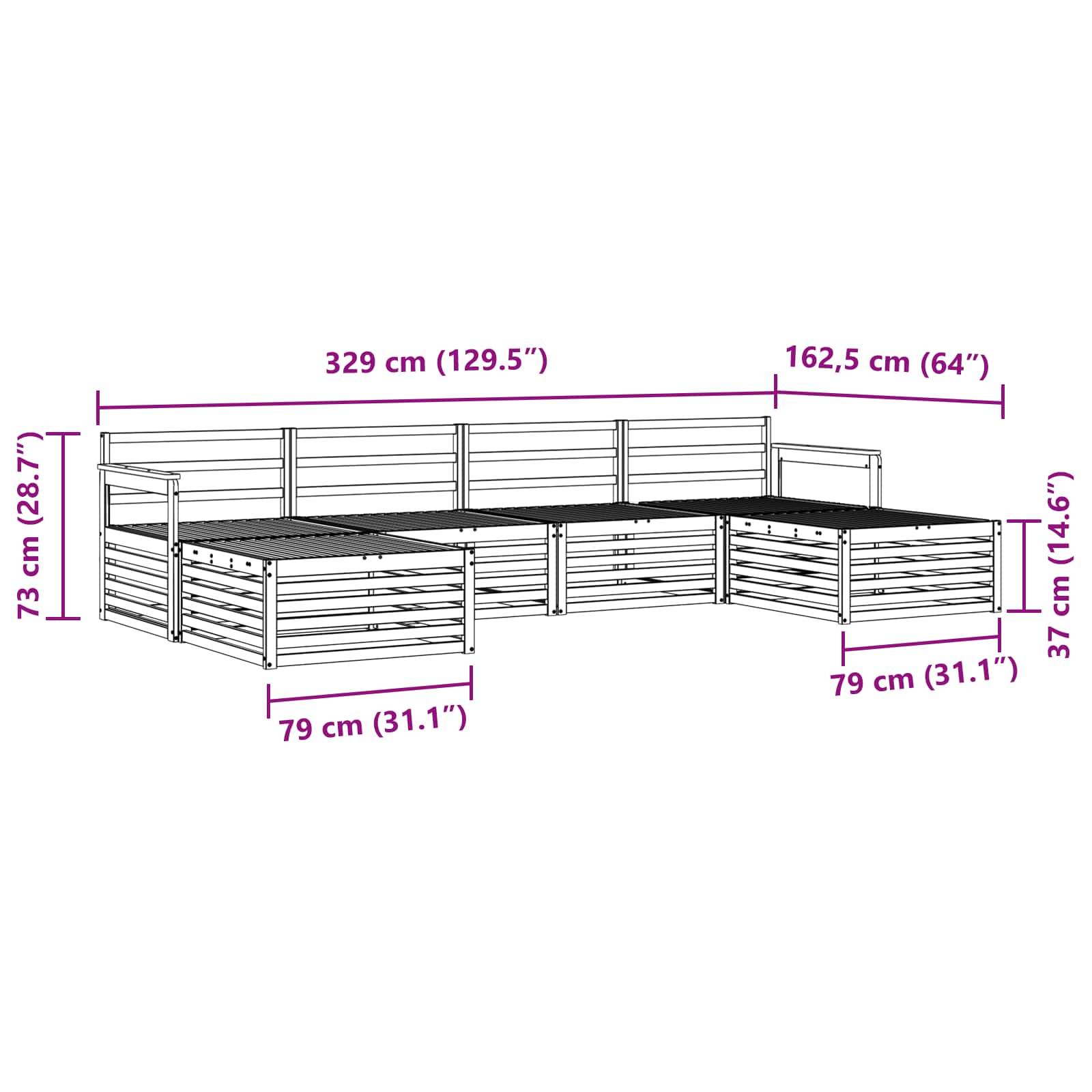 vidaXL Sofagarnituren 6 pcs Natur Massivholz Akazie
