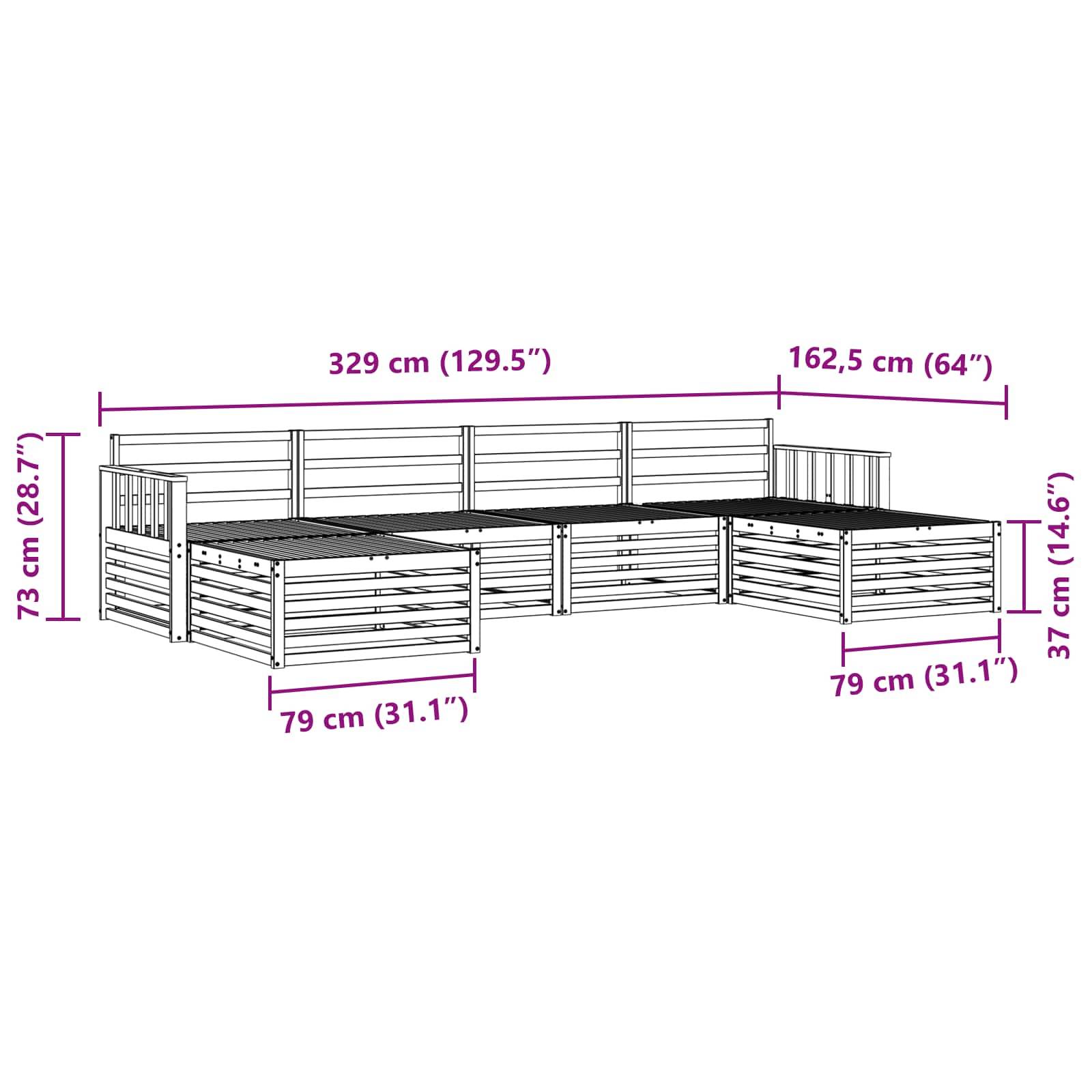 vidaXL Sofagarnituren 6 pcs Natur Massivholz Akazie