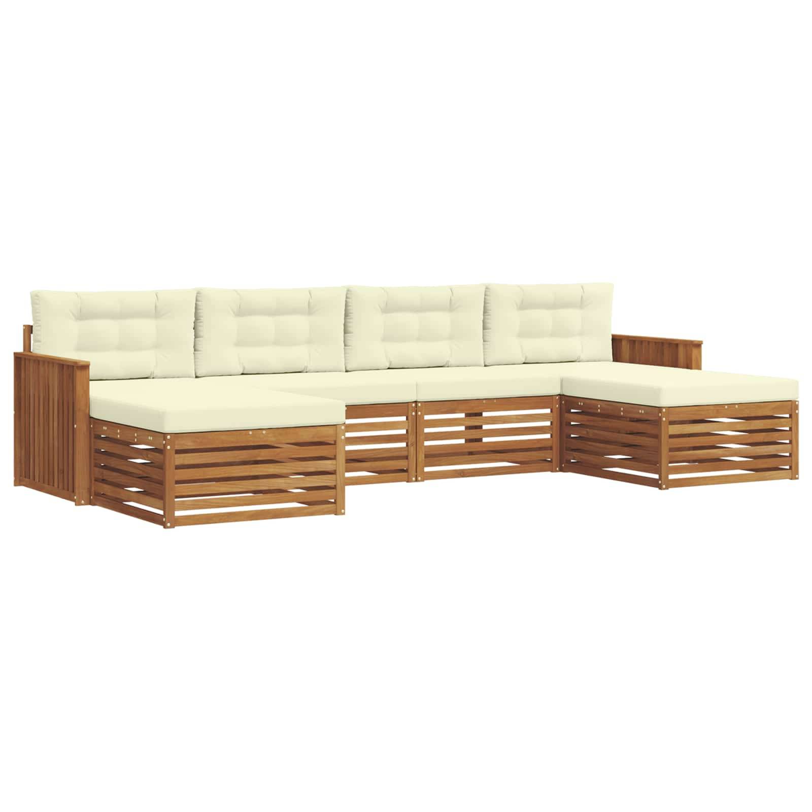 vidaXL Sofagarnituren 6 pcs Natur und Creme Massivholz Akazie