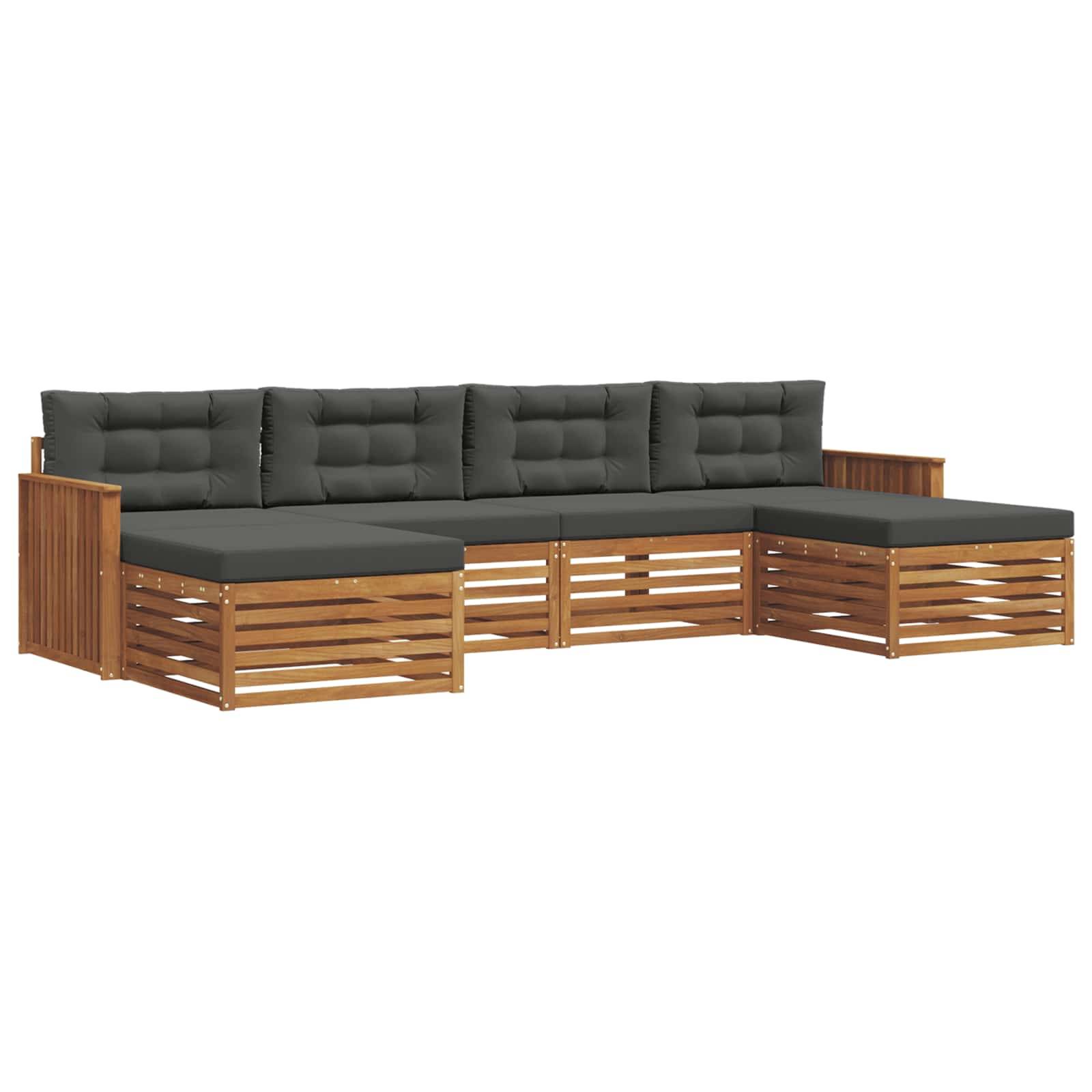 vidaXL Sofagarnituren 6 pcs Natur und Anthrazit Massivholz Akazie