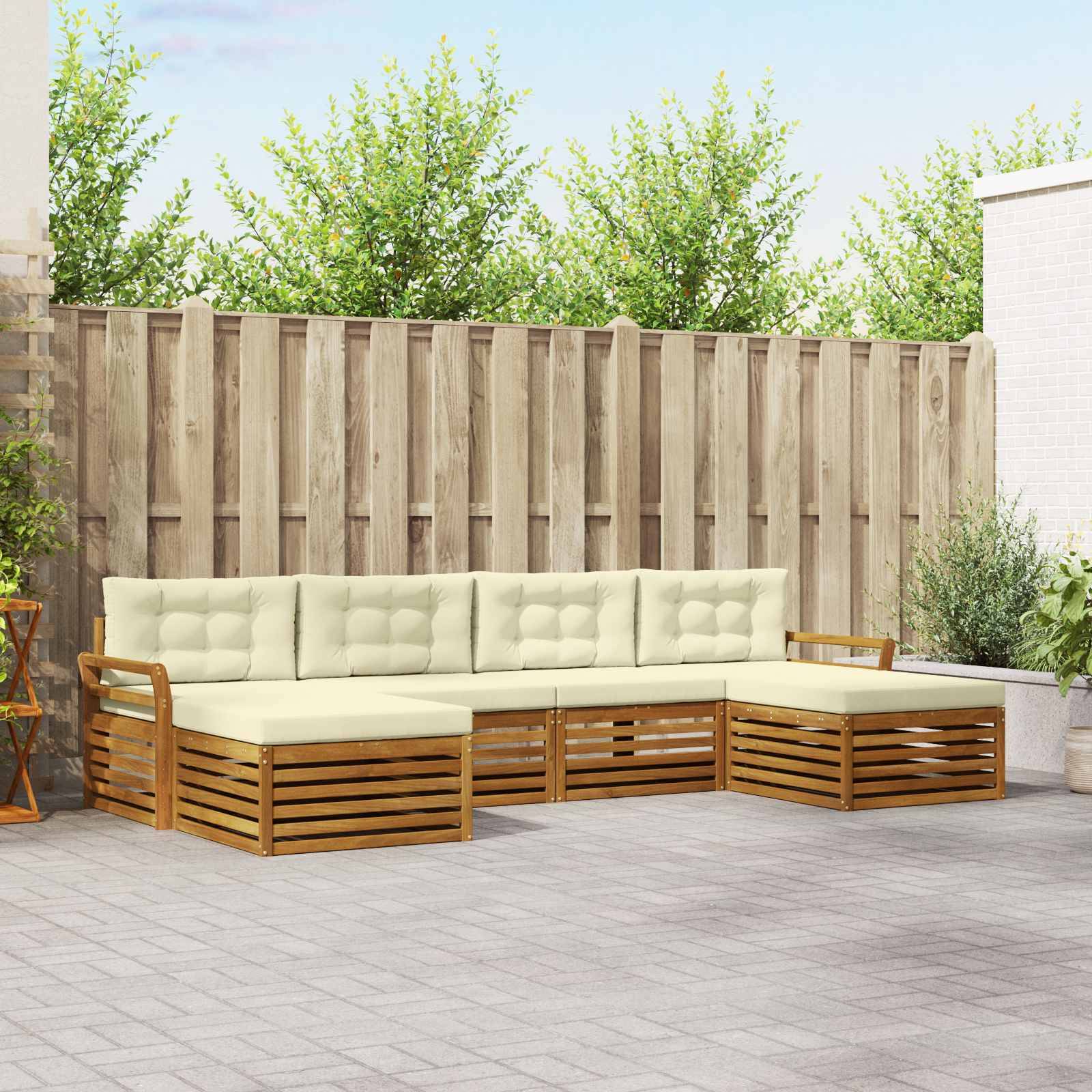 vidaXL Sofagarnituren 6 pcs Natur und Creme Massivholz Akazie