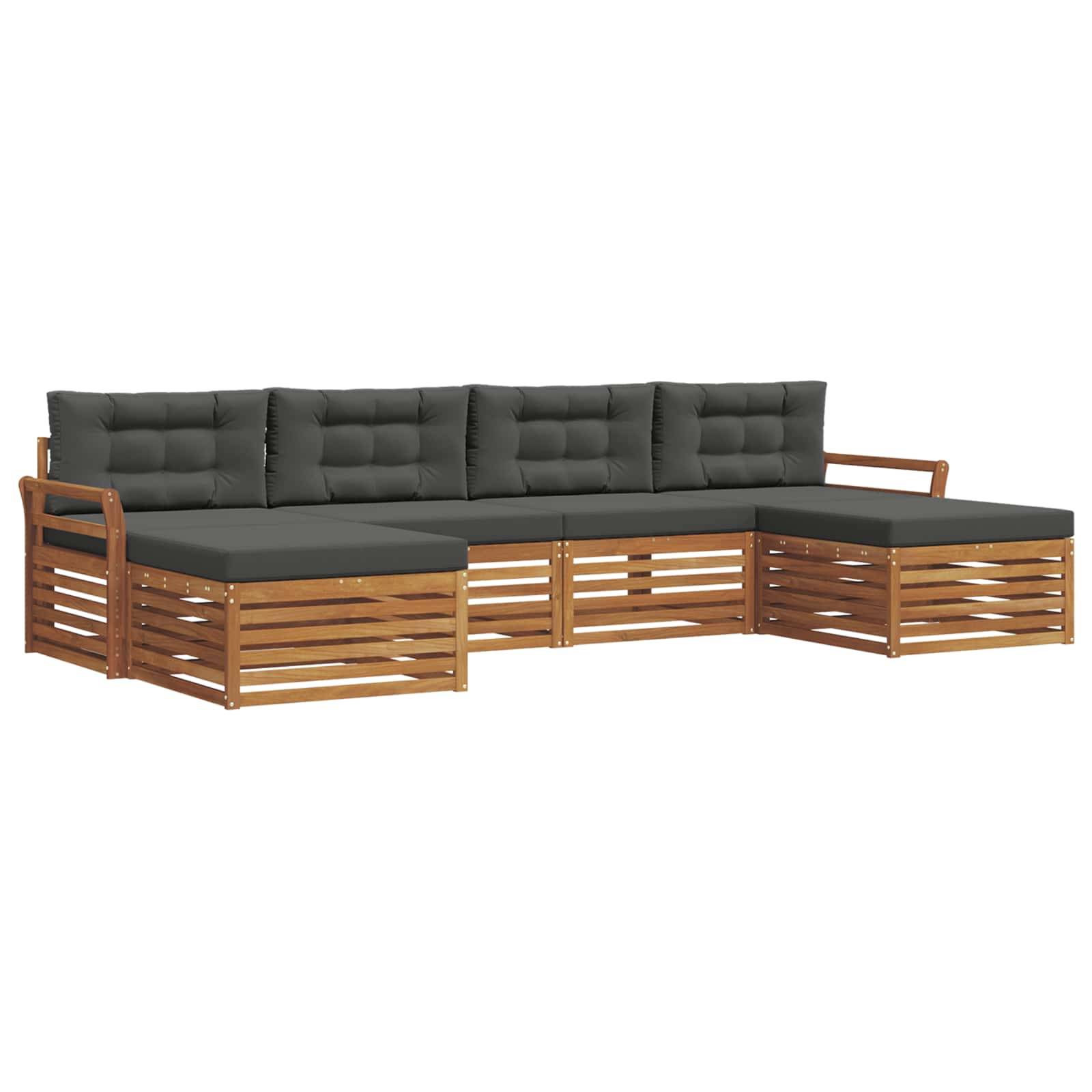 vidaXL Sofagarnituren 6 pcs Natur und Anthrazit Massivholz Akazie