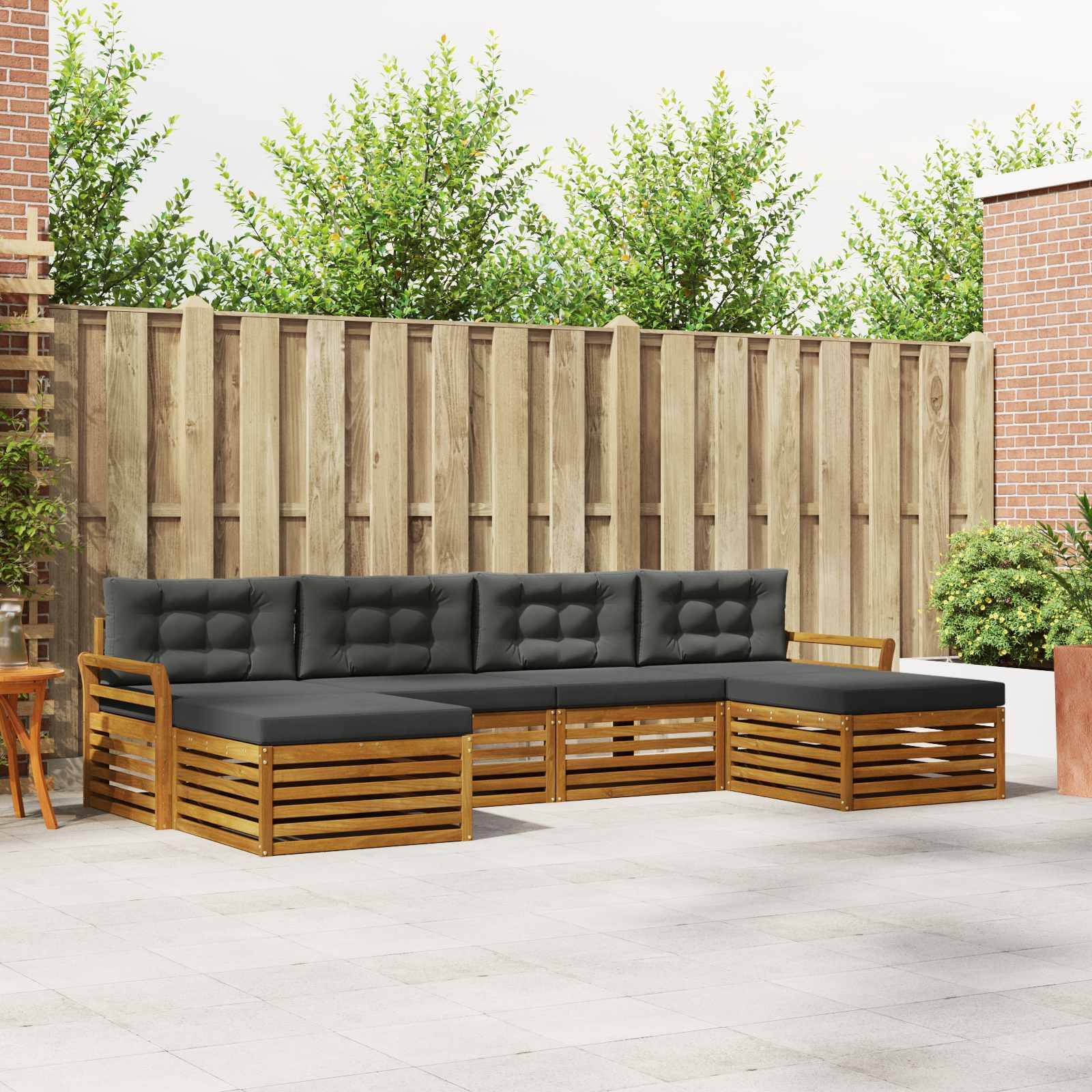 vidaXL Sofagarnituren 6 pcs Natur und Anthrazit Massivholz Akazie