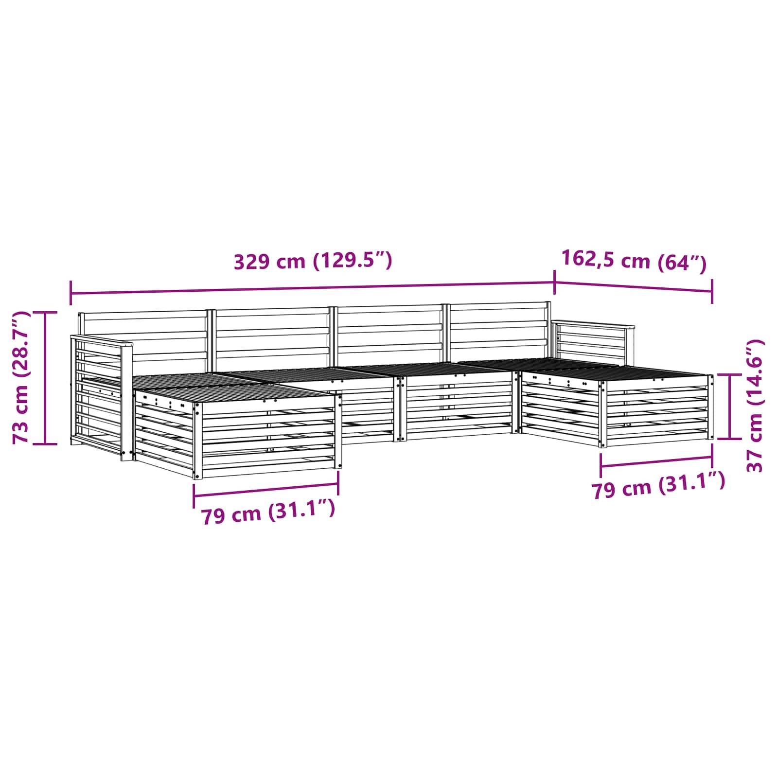 vidaXL Sofagarnituren 6 pcs Natur Massivholz Akazie