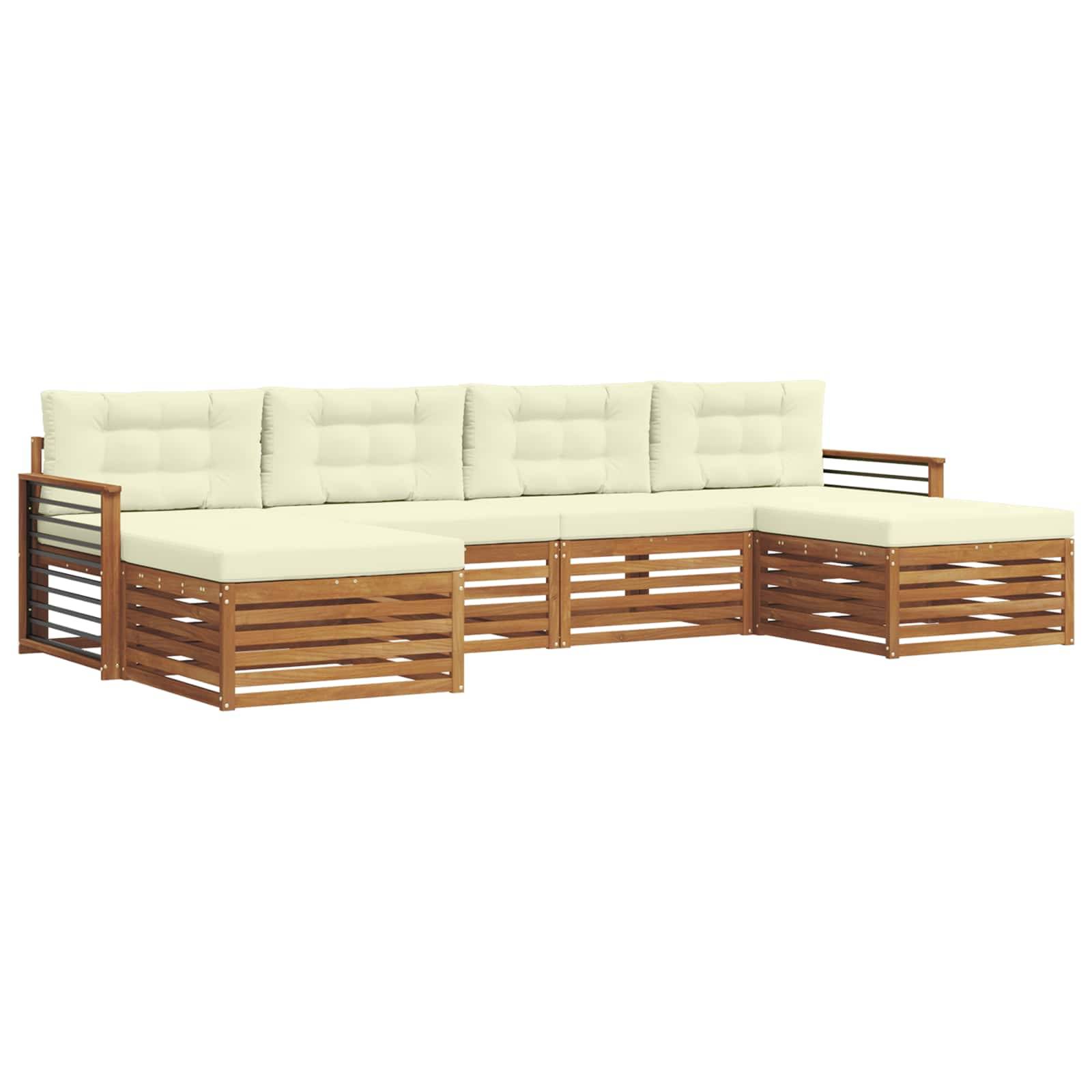vidaXL Sofagarnituren 6 pcs Natur und Creme Massivholz Akazie