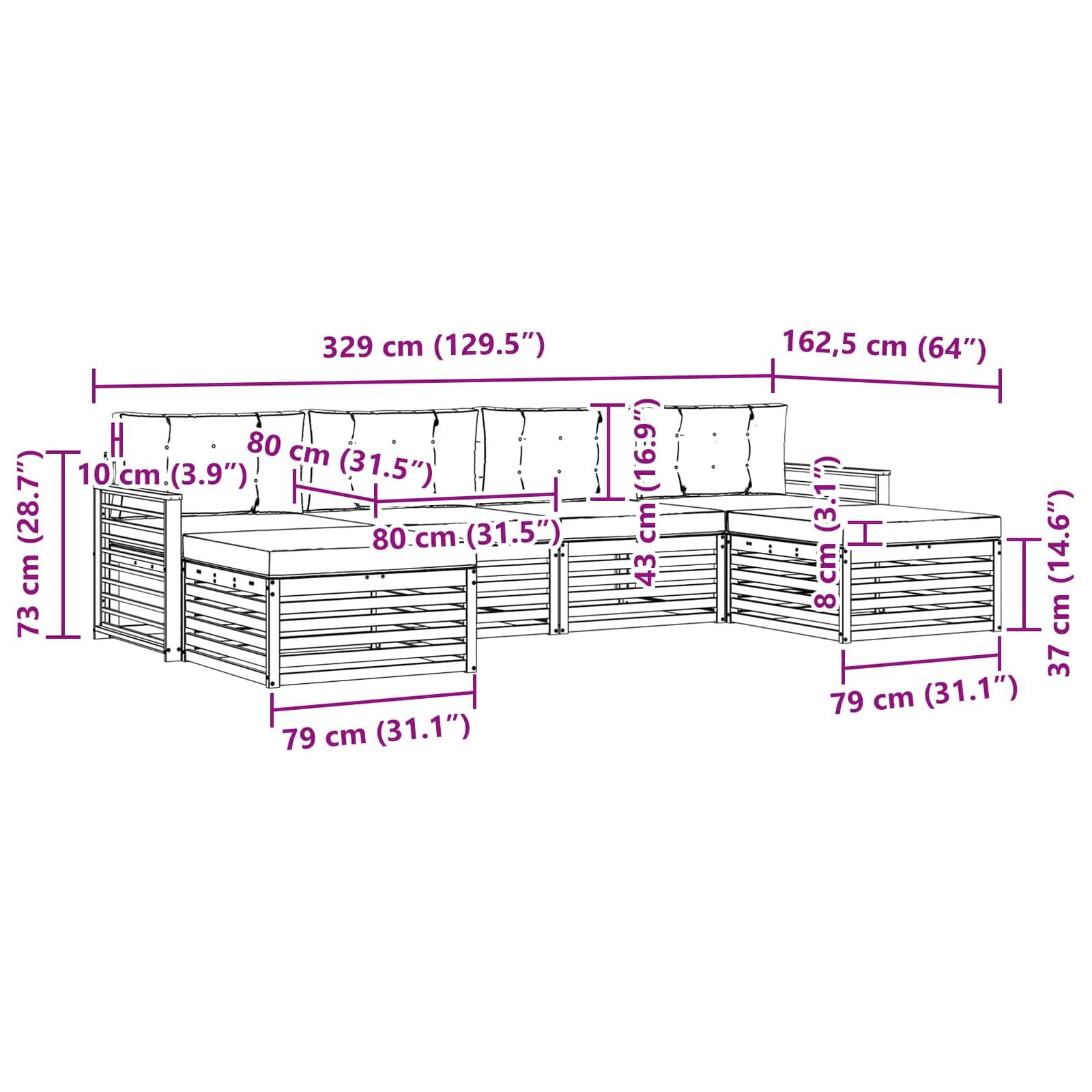vidaXL Sofagarnituren 6 pcs Weiß und Creme Massivholz Akazie