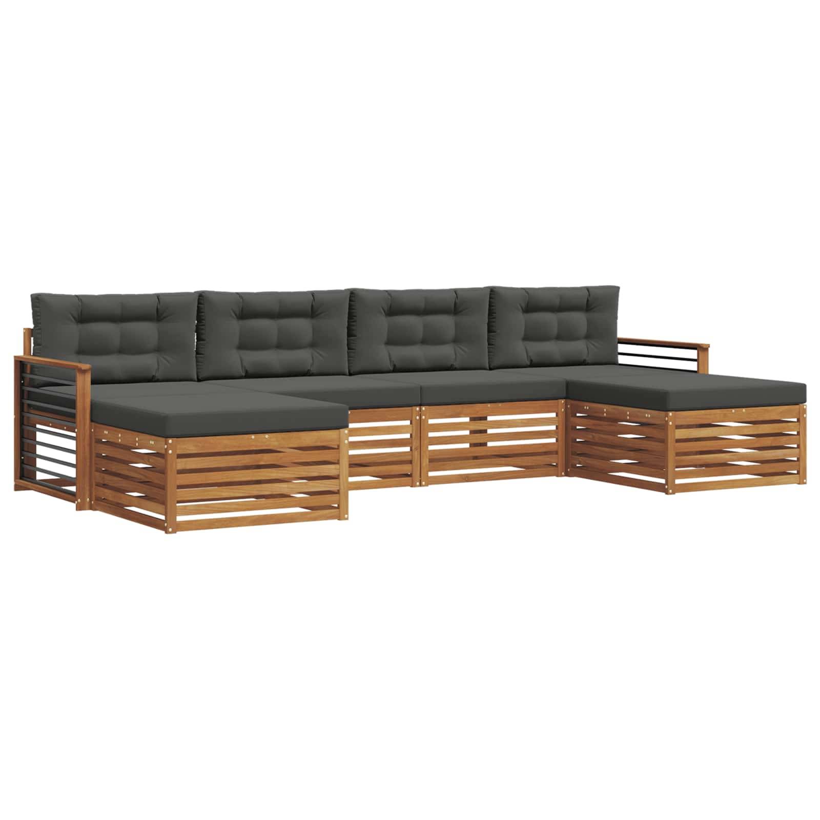 vidaXL Sofagarnituren 6 pcs Natur und Anthrazit Massivholz Akazie
