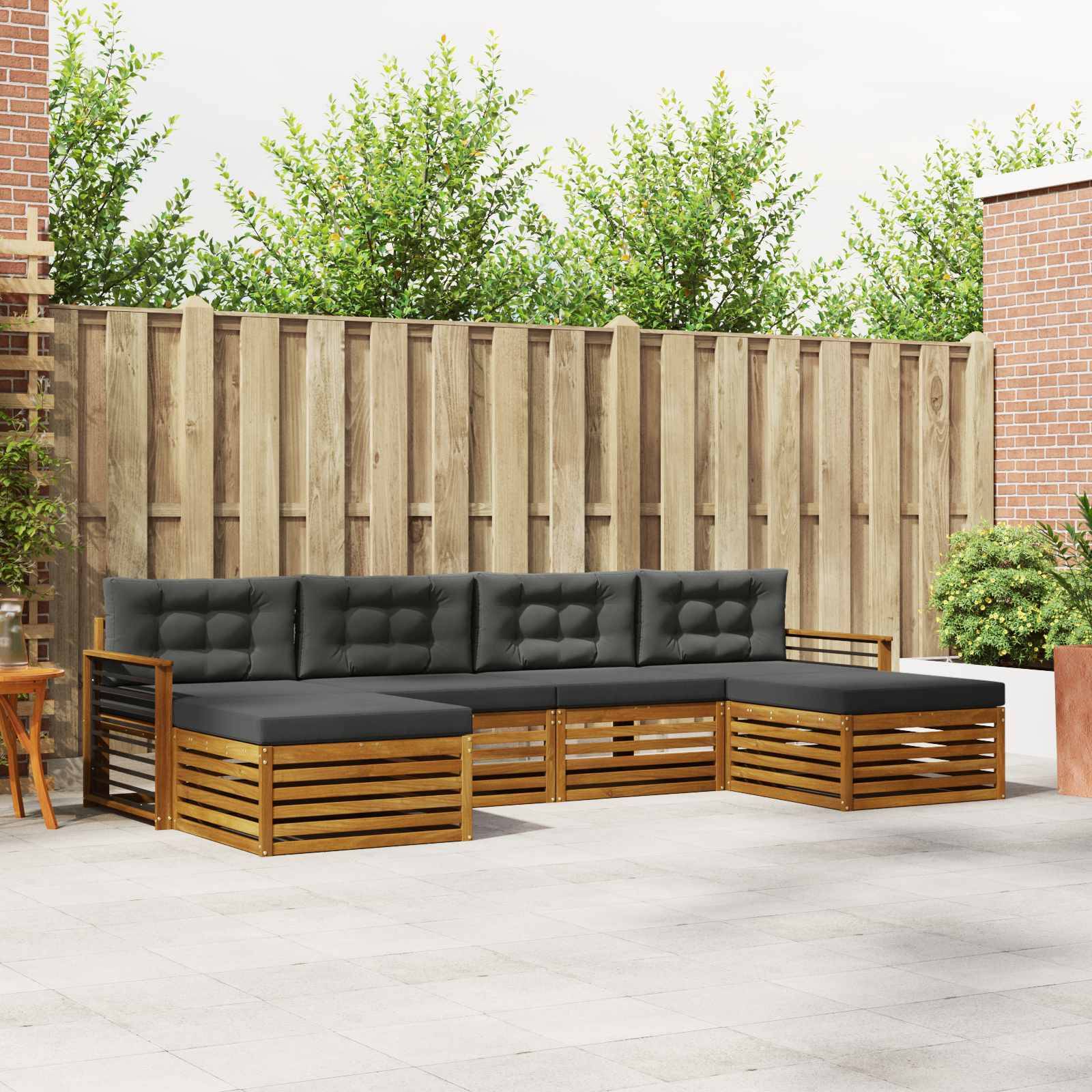 vidaXL Sofagarnituren 6 pcs Natur und Anthrazit Massivholz Akazie