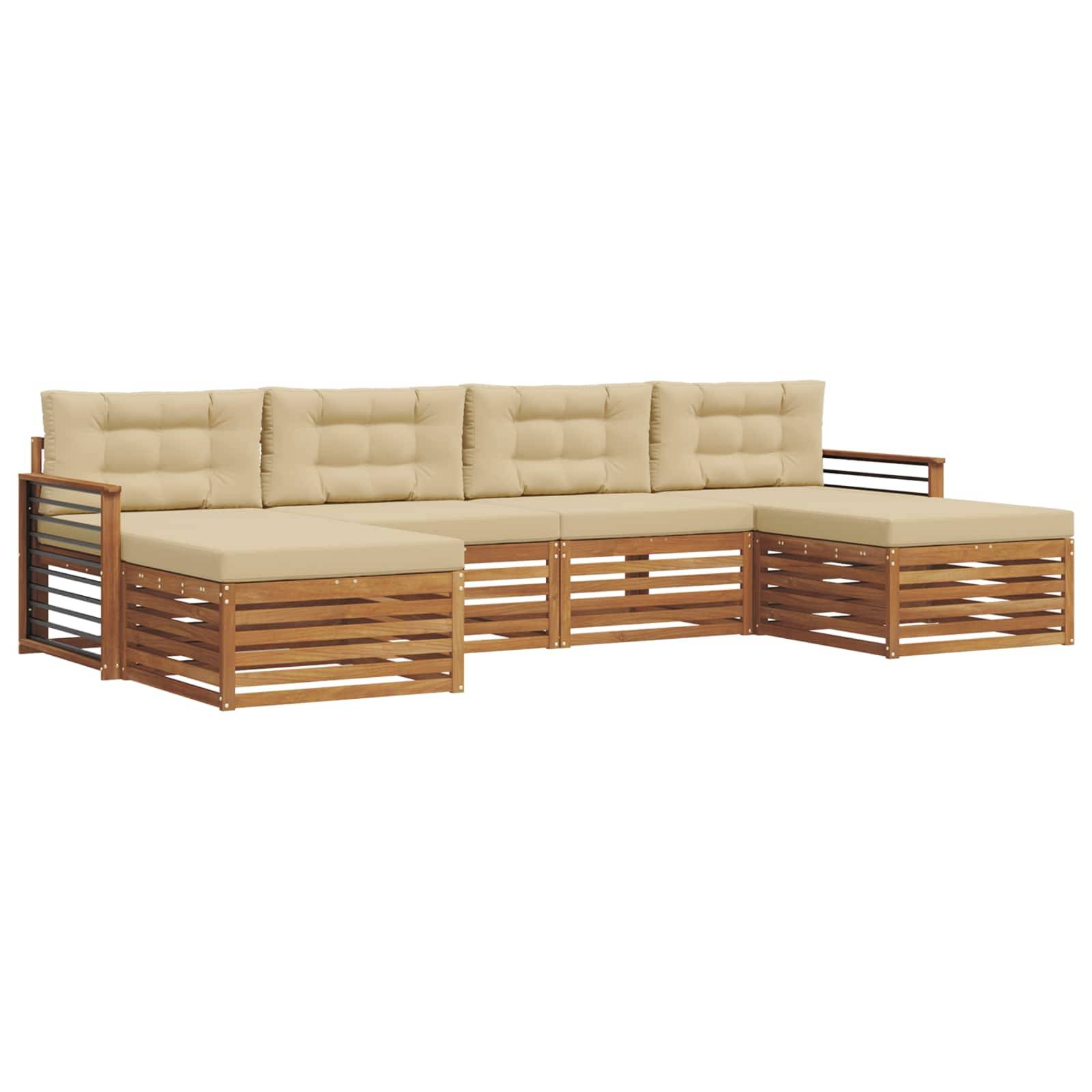 vidaXL Sofagarnituren 6 pcs Natur und Beige Massivholz Akazie