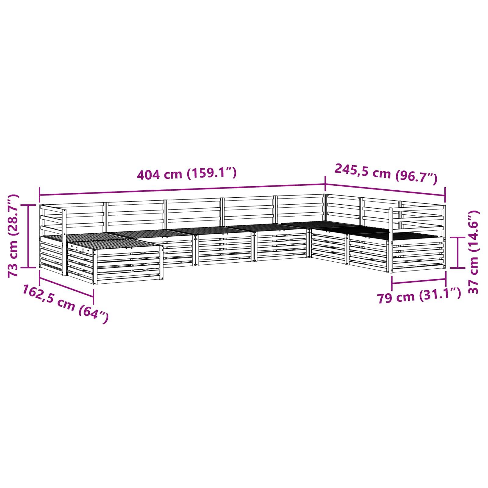 vidaXL Sofagarnituren 8 pcs Natur Massivholz Akazie