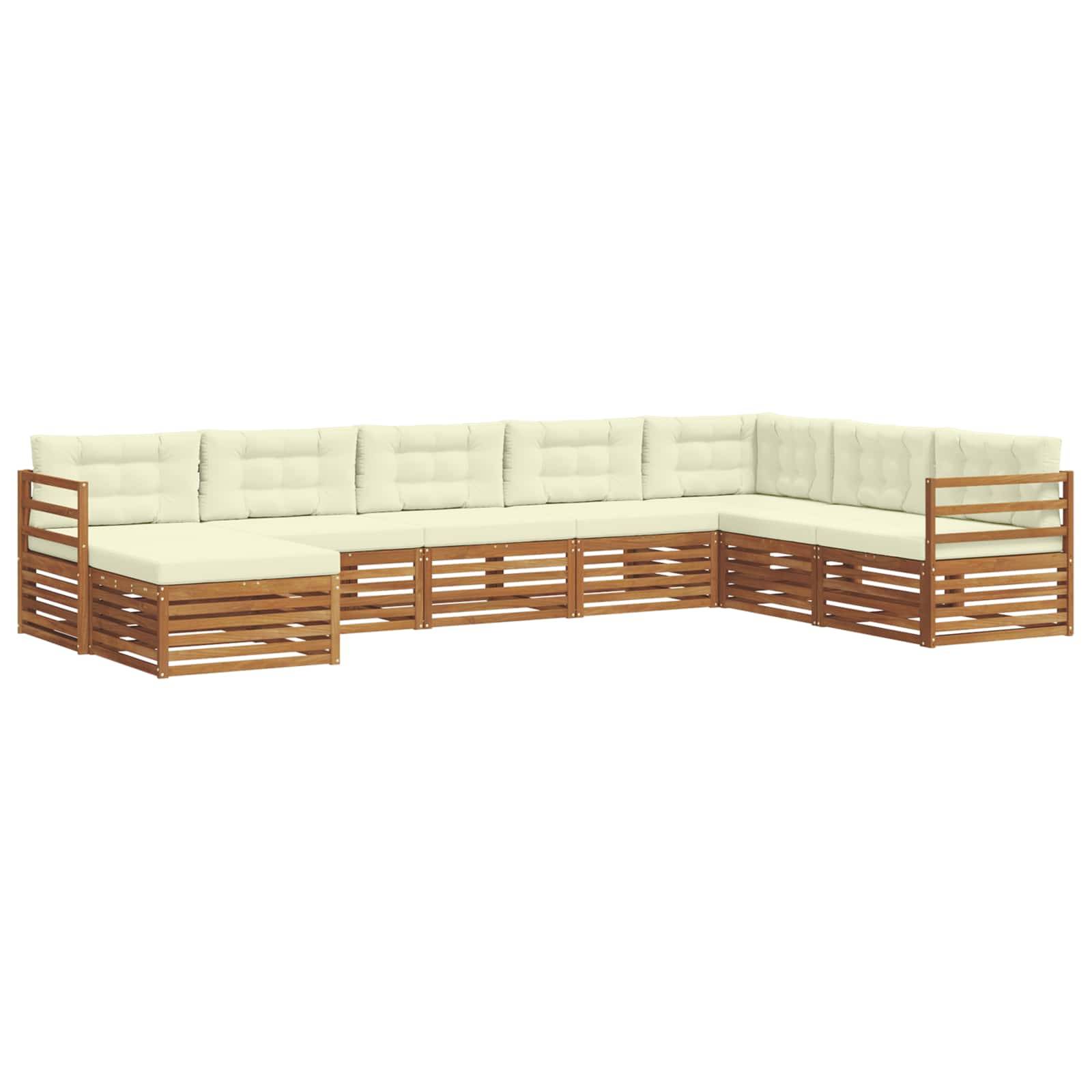 vidaXL Outdoor-Sofagarnitur 8 pcs Natur und Creme Massivholz Akazie