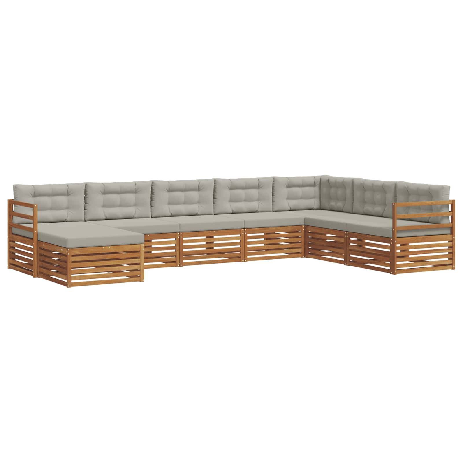 vidaXL Outdoor-Sofagarnitur mit Kissen 8 pcs Natürlich und Hellgrau