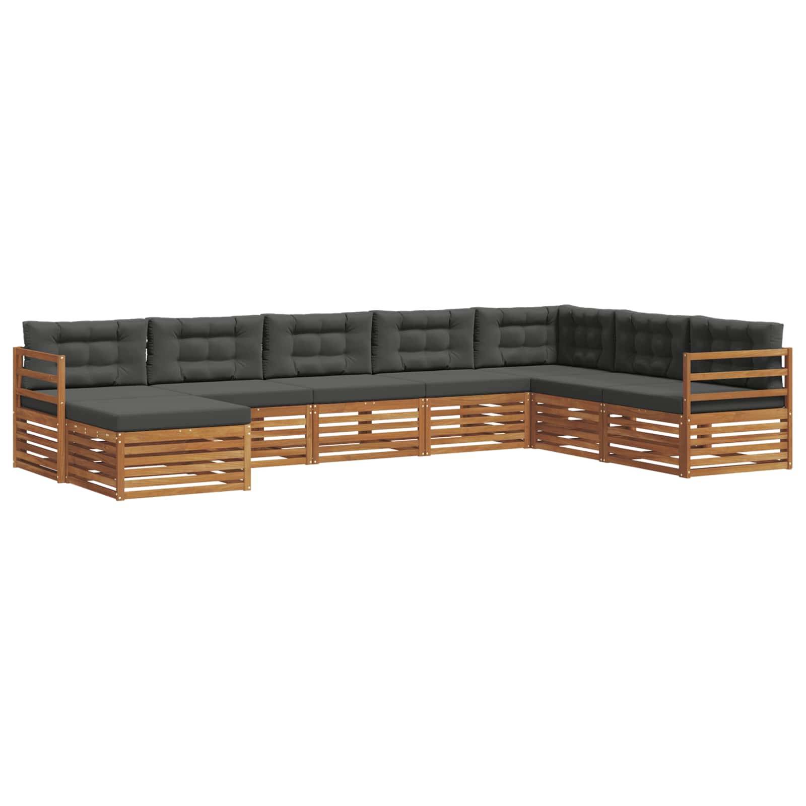 vidaXL Outdoor-Sofagarnitur mit Kissen 8 pcs Natur und Anthrazit