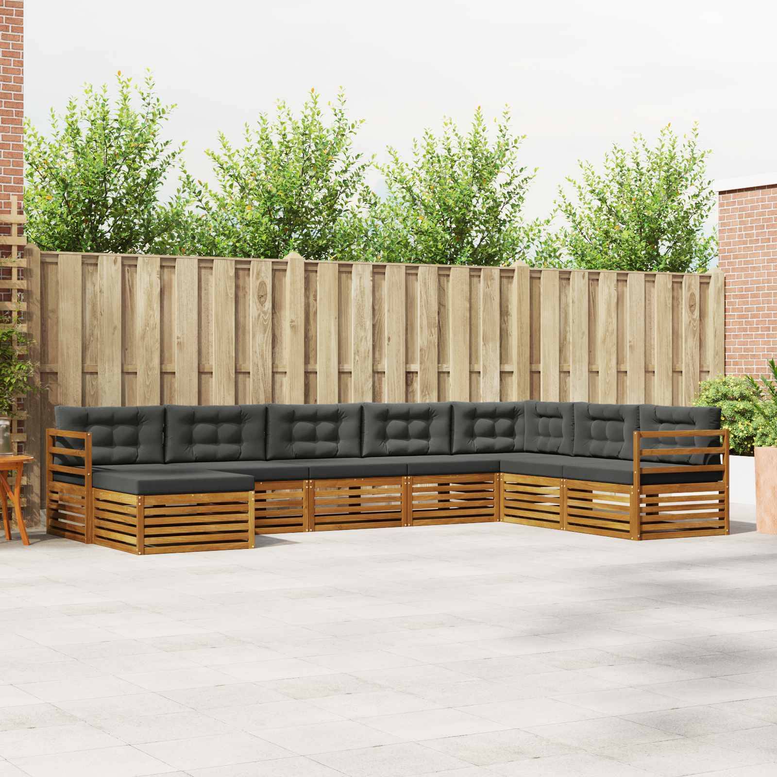 vidaXL Outdoor-Sofagarnitur mit Kissen 8 pcs Natur und Anthrazit