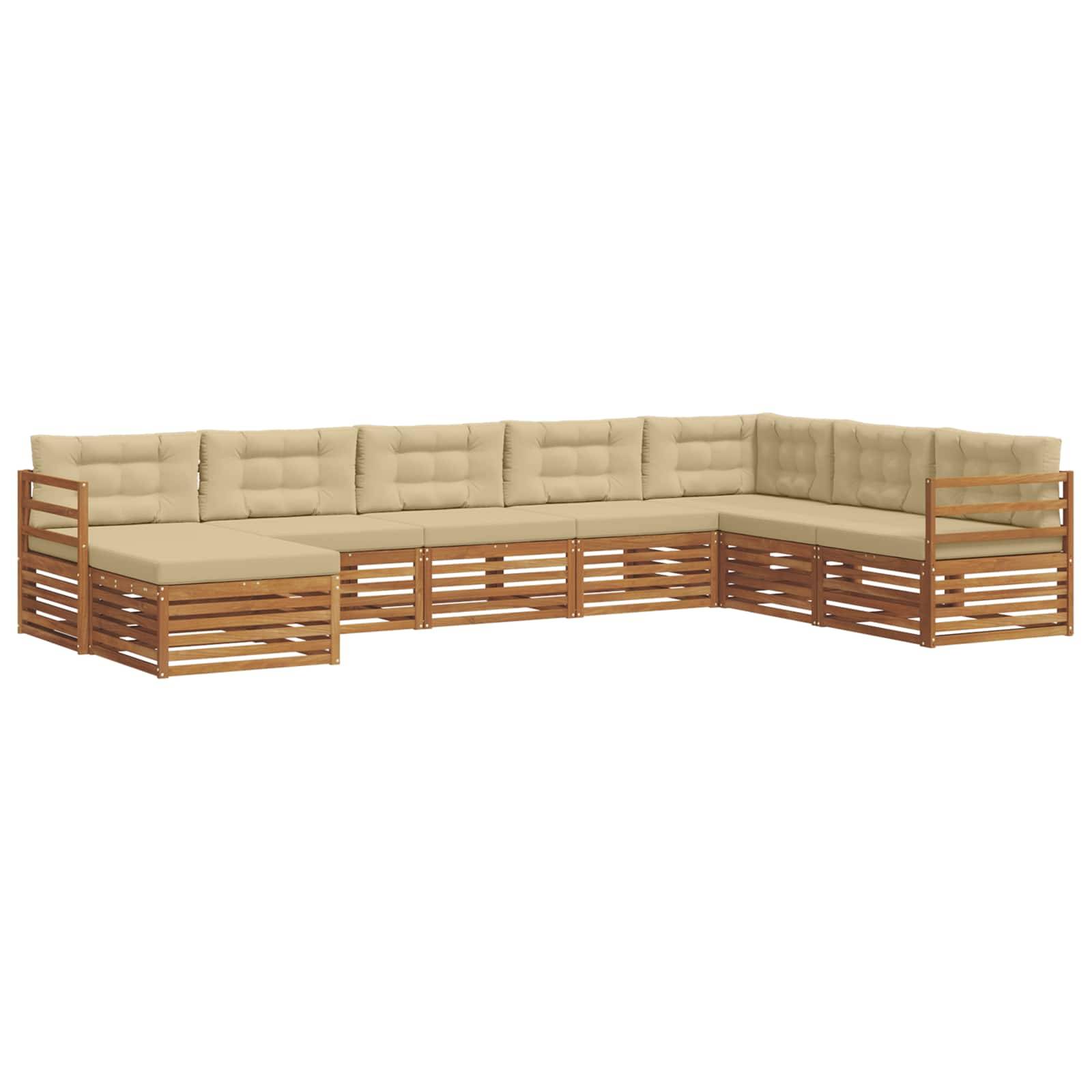 vidaXL Outdoor-Sofagarnitur 8 pcs Natur und Beige Massivholz Akazie