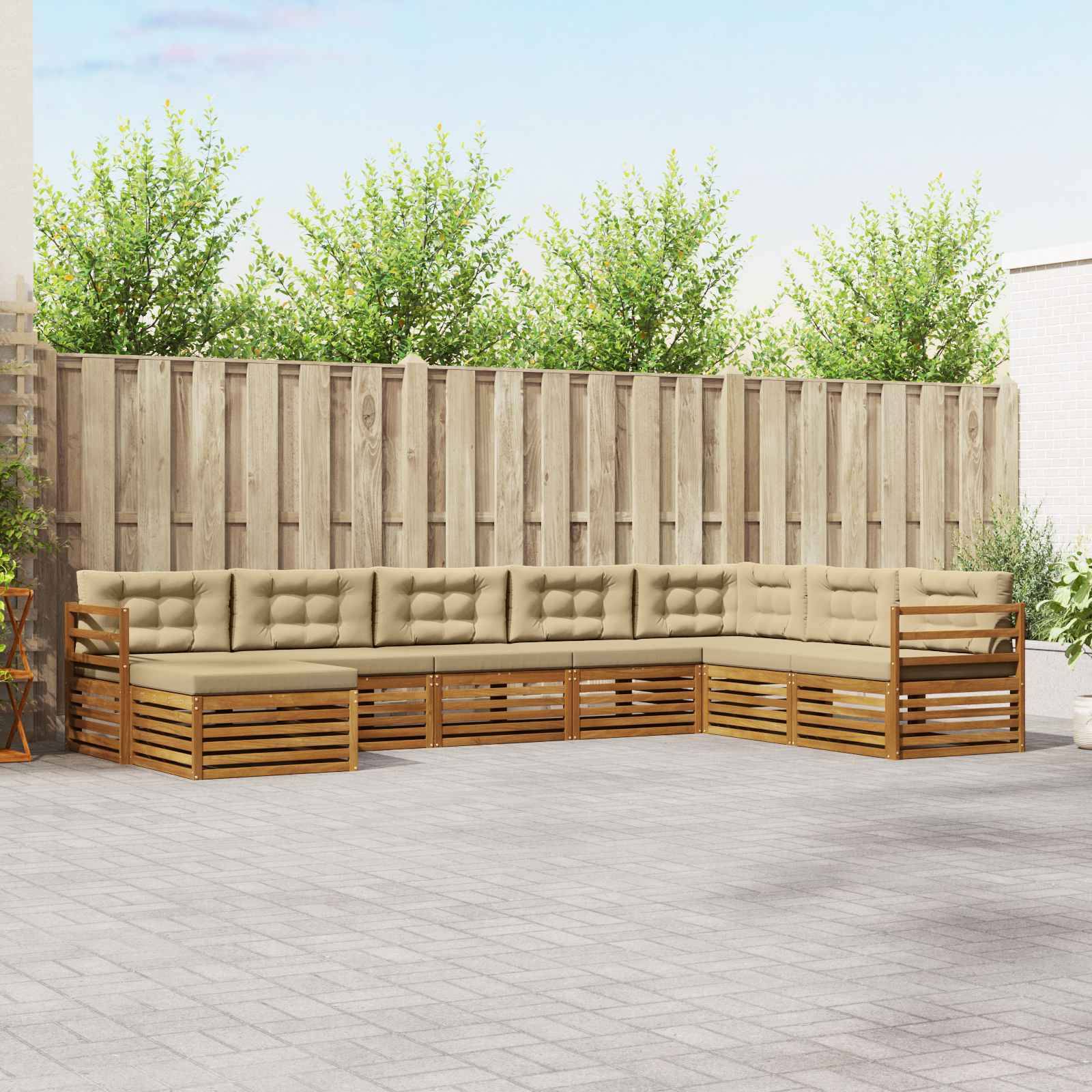 vidaXL Outdoor-Sofagarnitur 8 pcs Natur und Beige Massivholz Akazie