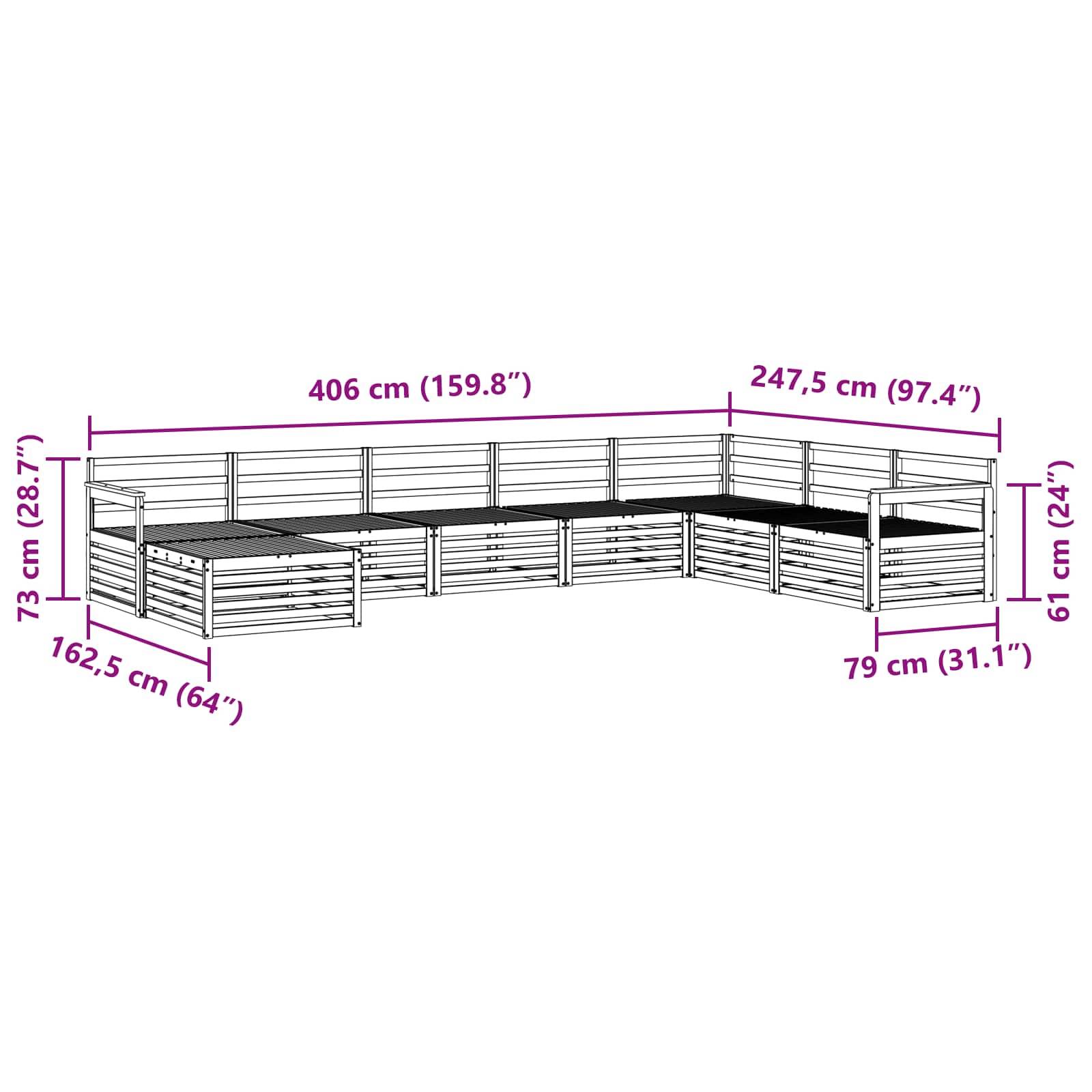 vidaXL Sofagarnituren 8 pcs Natur Massivholz Akazie