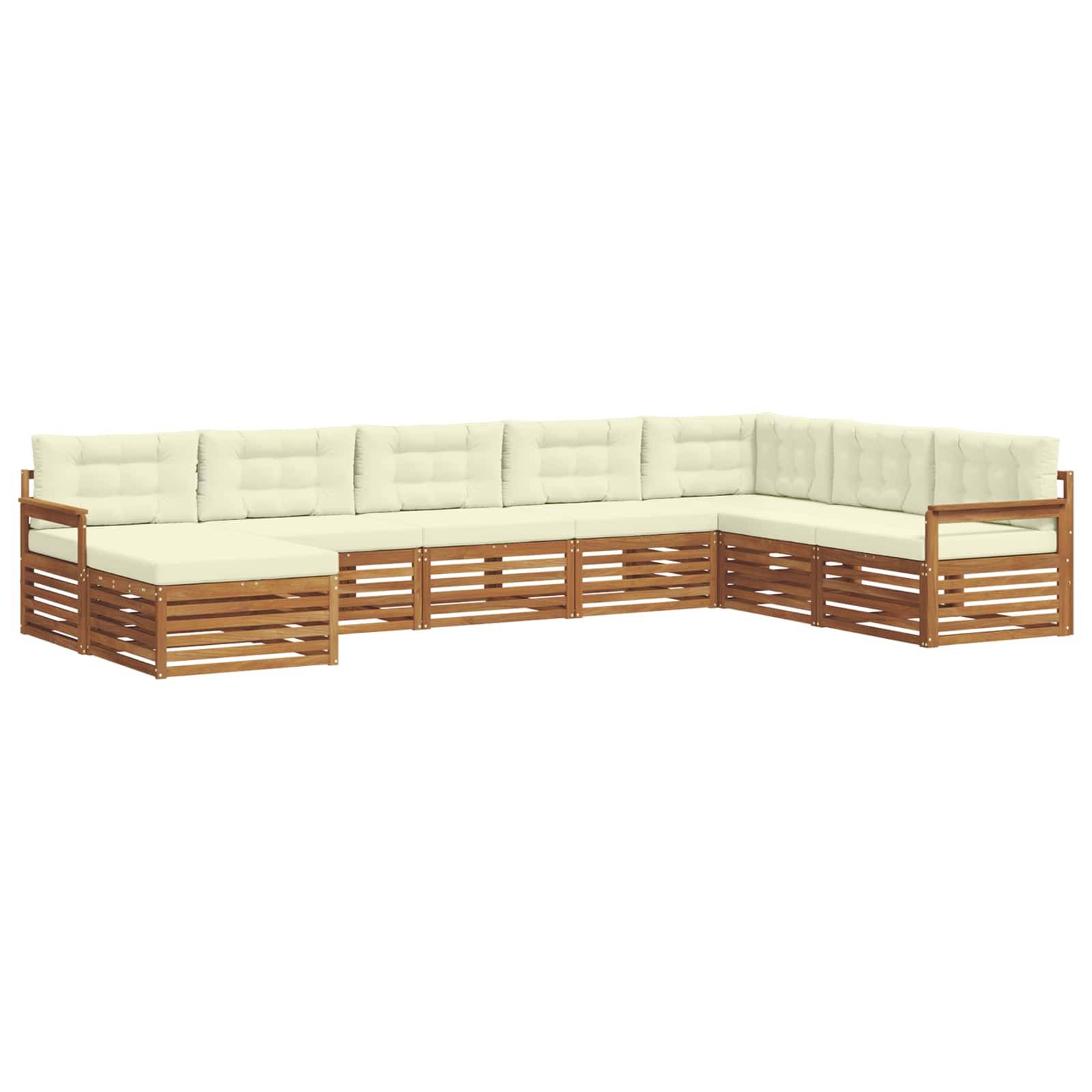 vidaXL Outdoor-Sofagarnitur 8 pcs Natur und Creme Massivholz Akazie