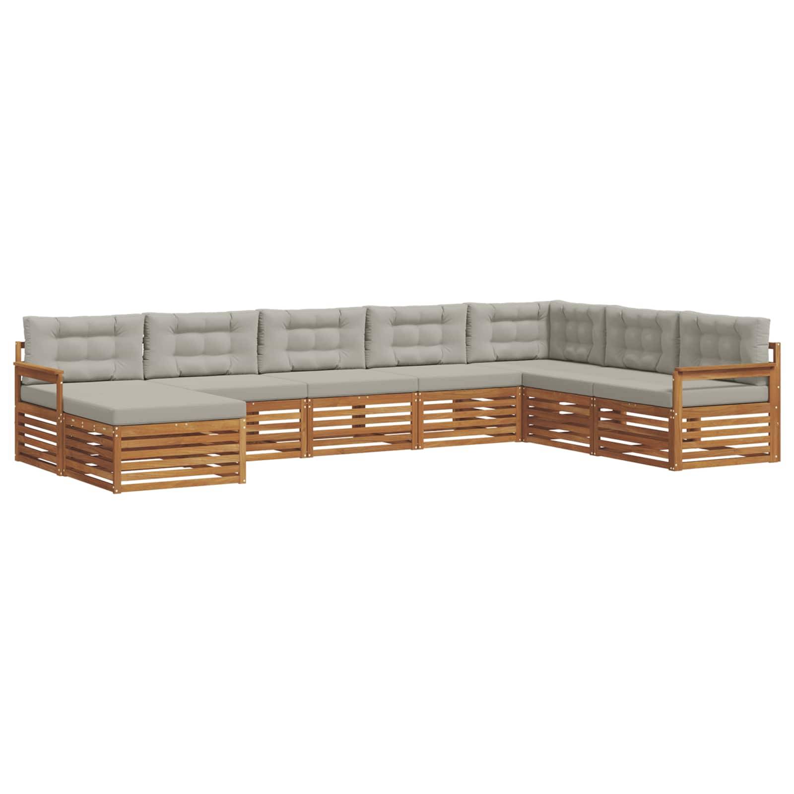 vidaXL Outdoor-Sofagarnitur mit Kissen 8 pcs Natürlich und Hellgrau