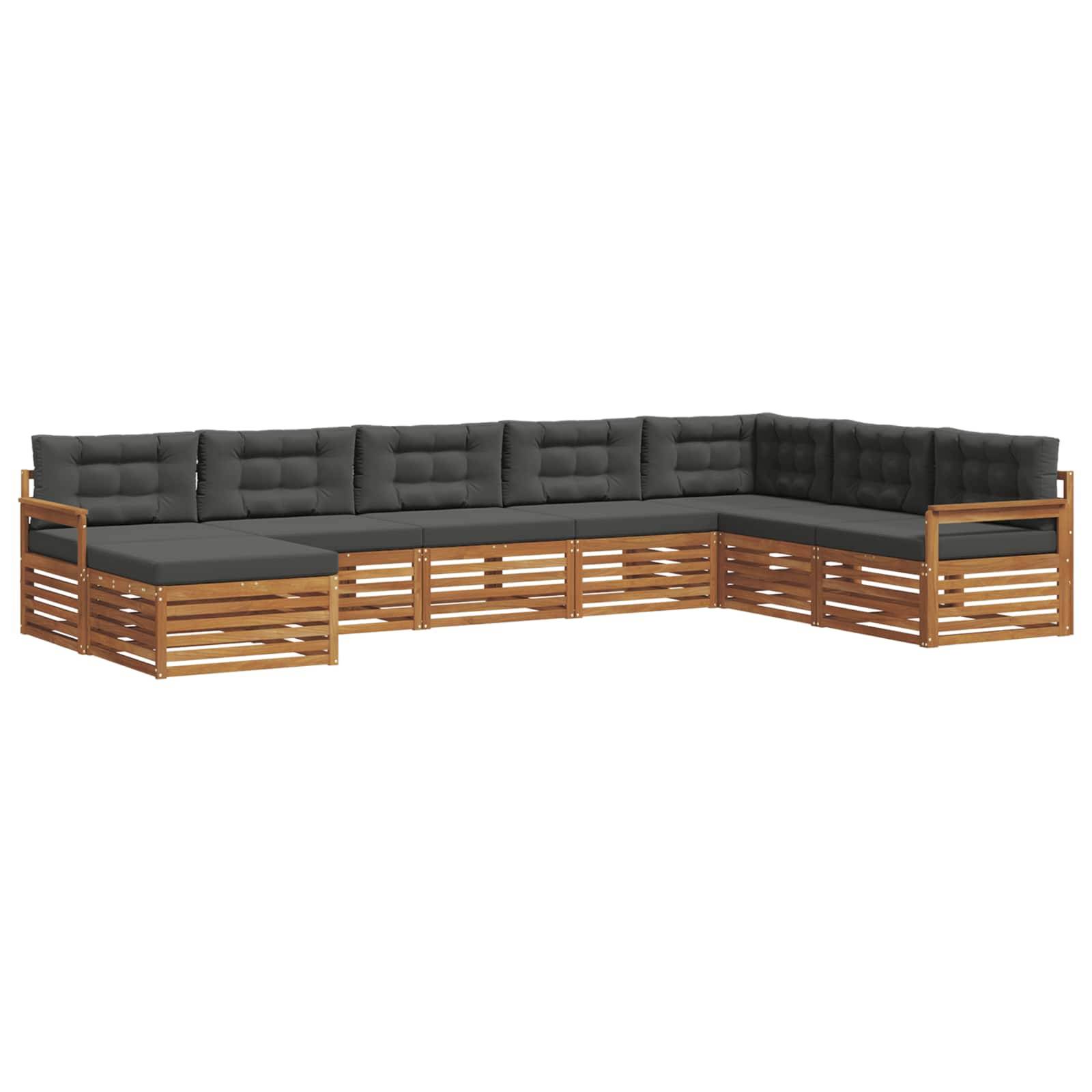 vidaXL Outdoor-Sofagarnitur mit Kissen 8 pcs Natur und Anthrazit