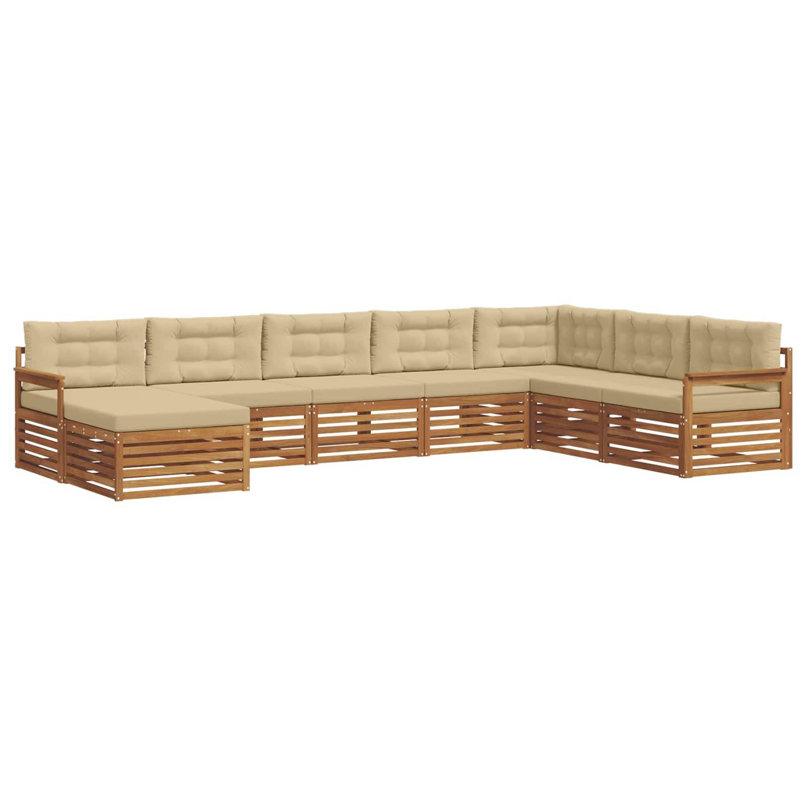 vidaXL Outdoor-Sofagarnitur 8 pcs Natur und Beige Massivholz Akazie
