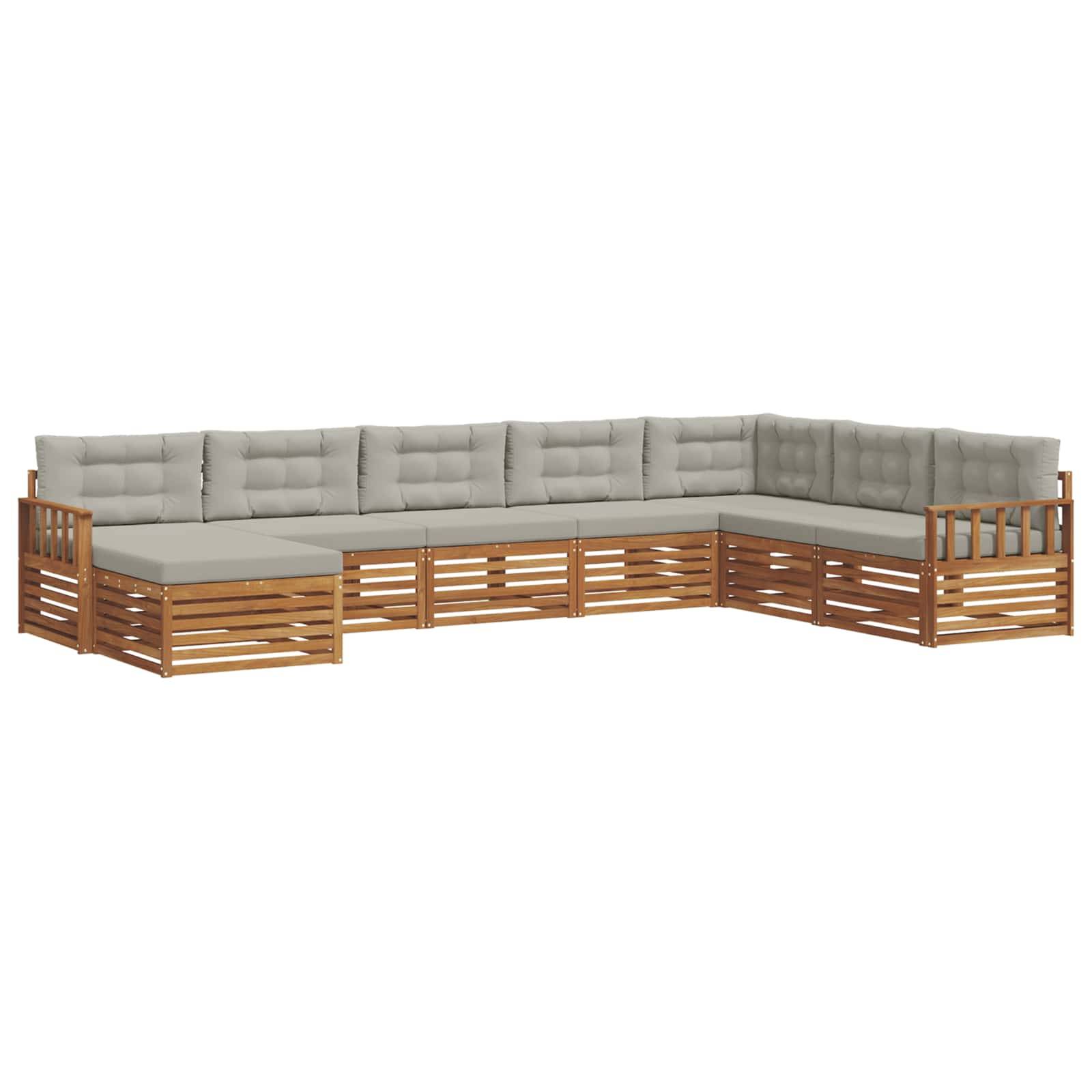 vidaXL Outdoor-Sofagarnitur mit Kissen 8 pcs Natürlich und Hellgrau