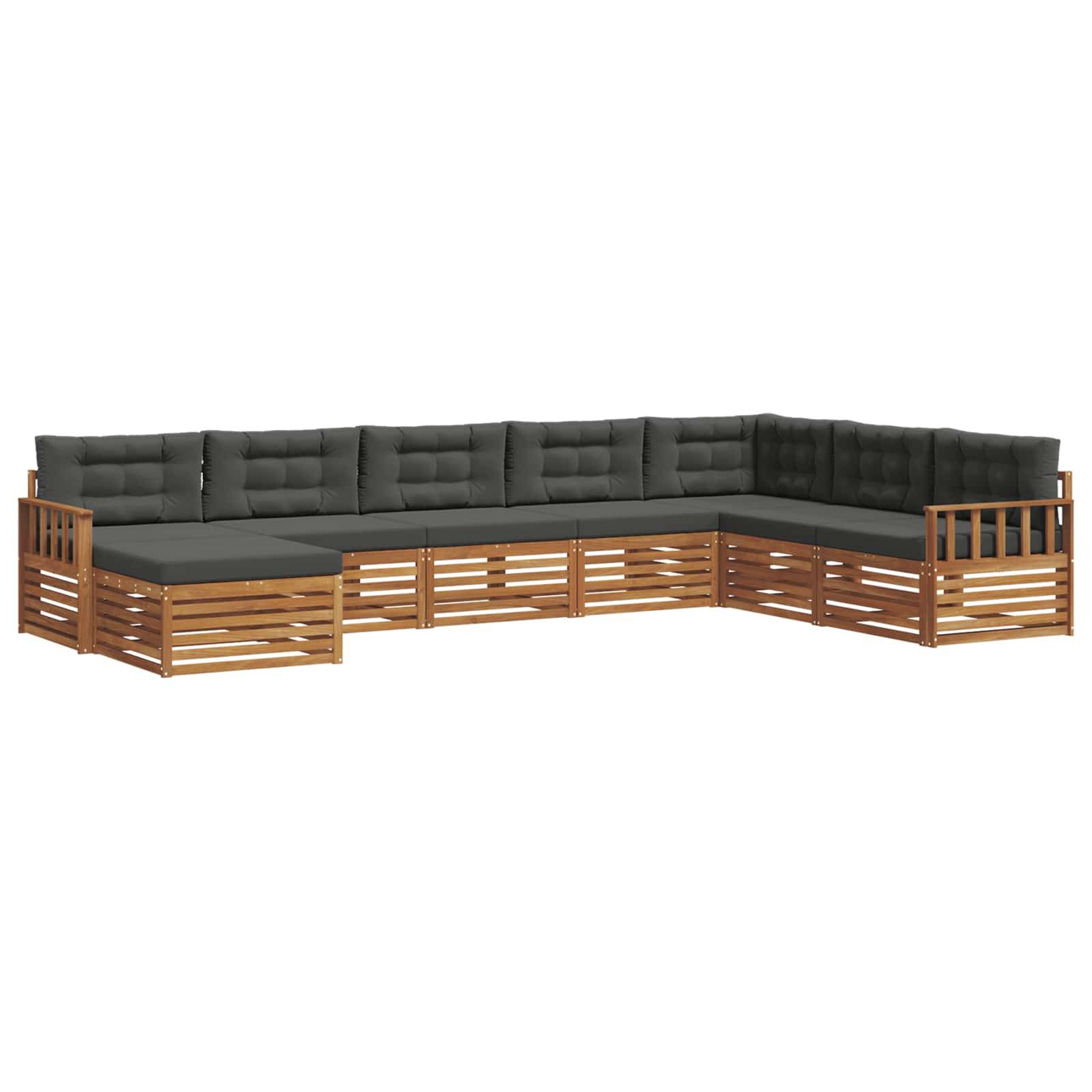 vidaXL Outdoor-Sofagarnitur mit Kissen 8 pcs Natur und Anthrazit