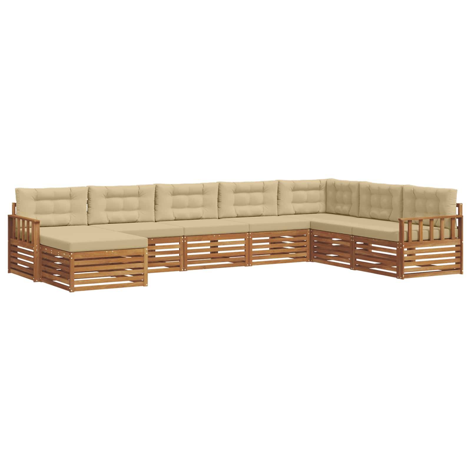 vidaXL Outdoor-Sofagarnitur 8 pcs Natur und Beige Massivholz Akazie