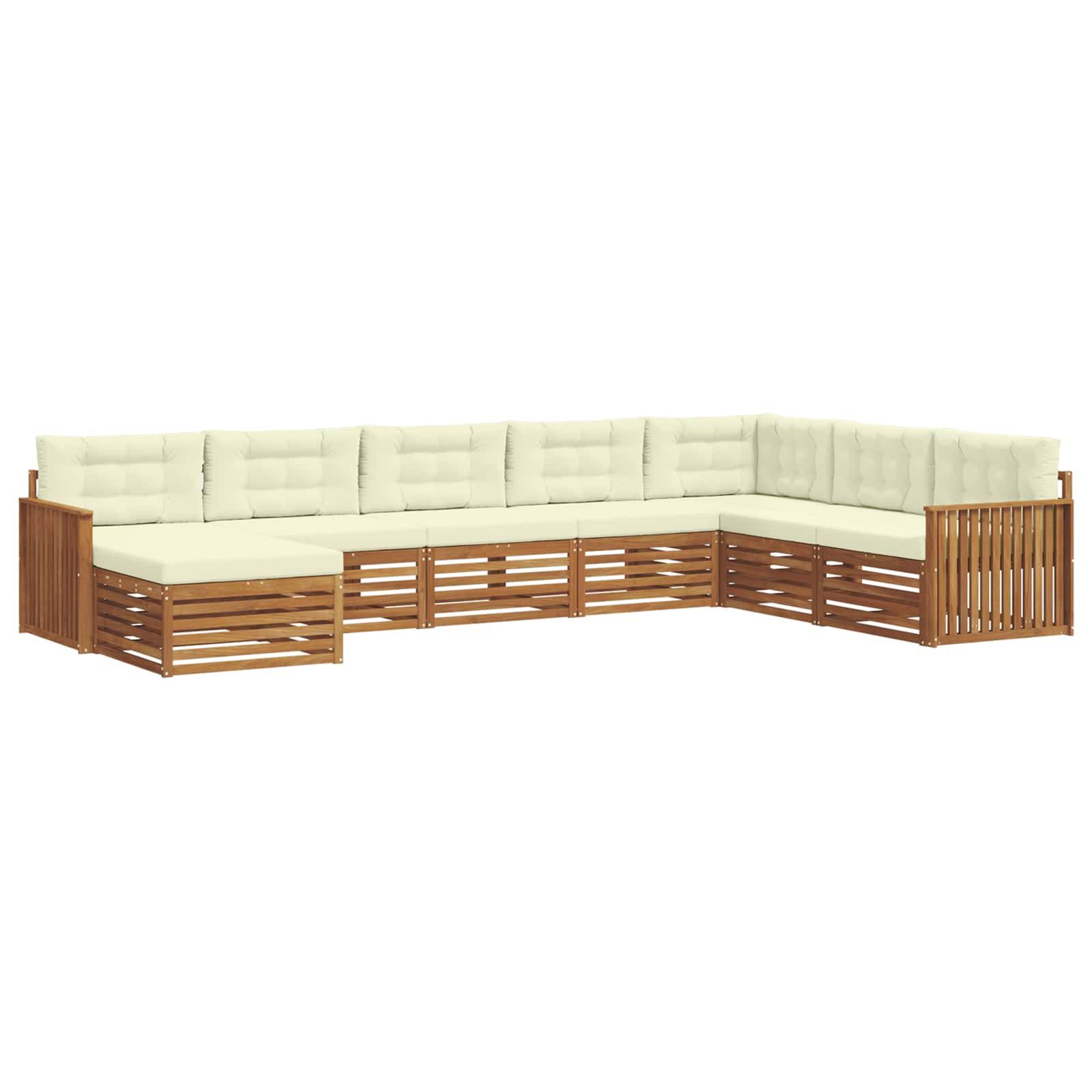 vidaXL Outdoor-Sofagarnitur 8 pcs Natur und Creme Massivholz Akazie
