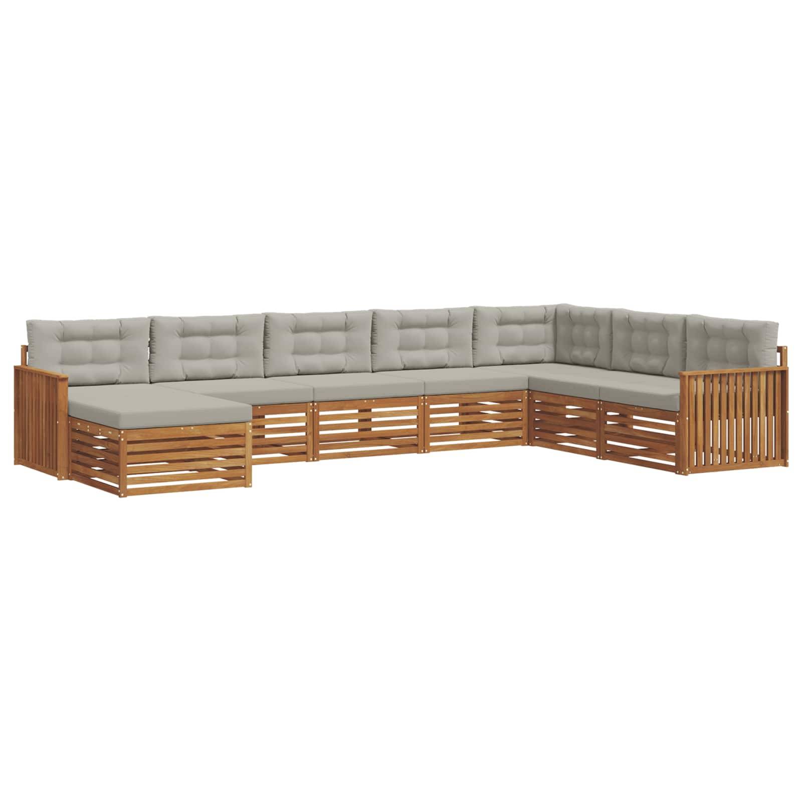 vidaXL Outdoor-Sofagarnitur mit Kissen 8 pcs Natürlich und Hellgrau
