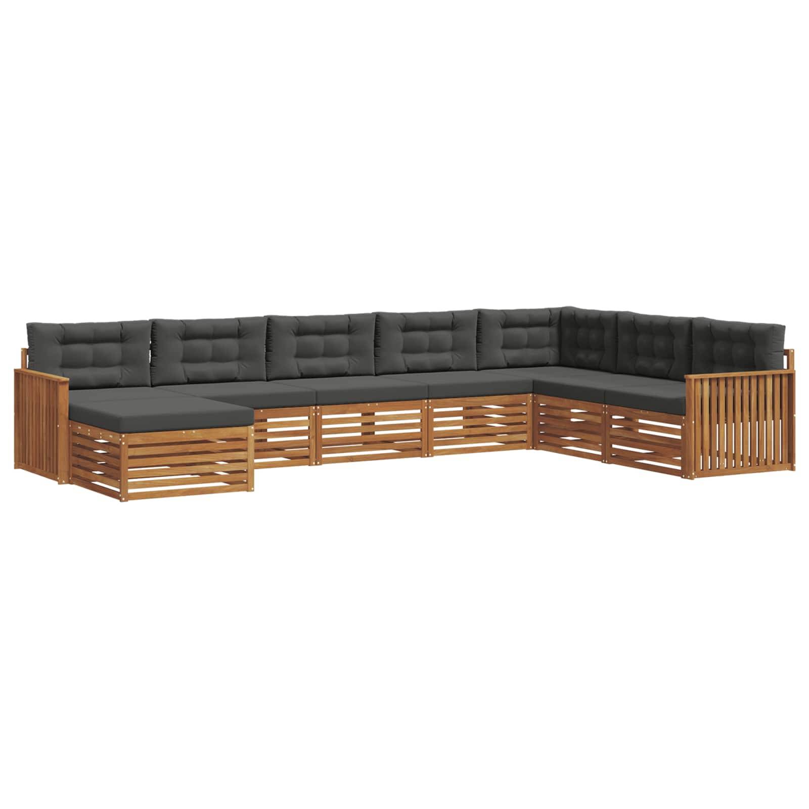 vidaXL Outdoor-Sofagarnitur mit Kissen 8 pcs Natur und Anthrazit