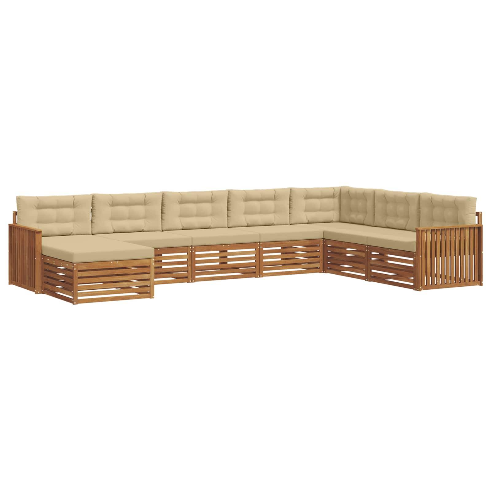 vidaXL Outdoor-Sofagarnitur 8 pcs Natur und Beige Massivholz Akazie