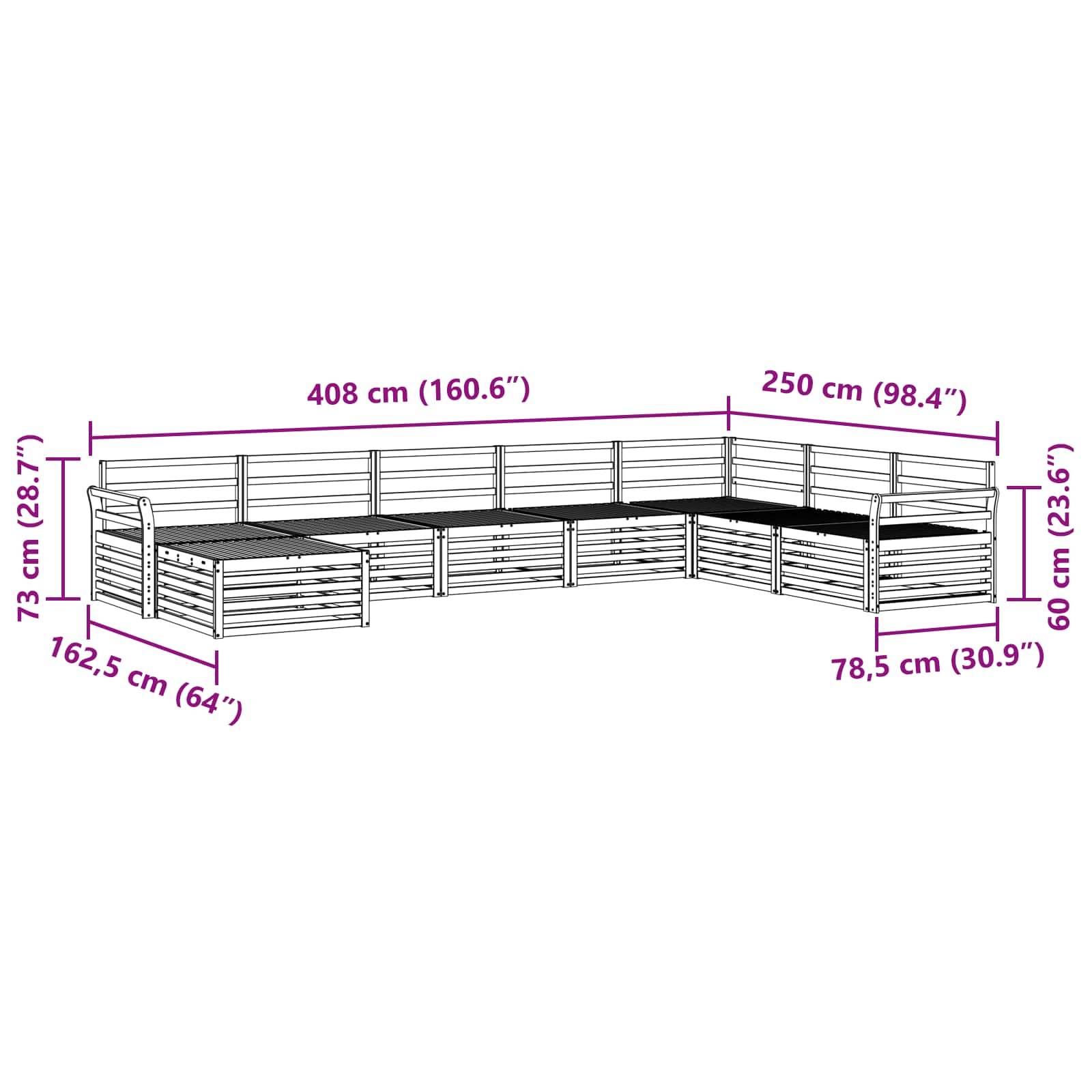 vidaXL Sofagarnituren 8 pcs Natur Massivholz Akazie
