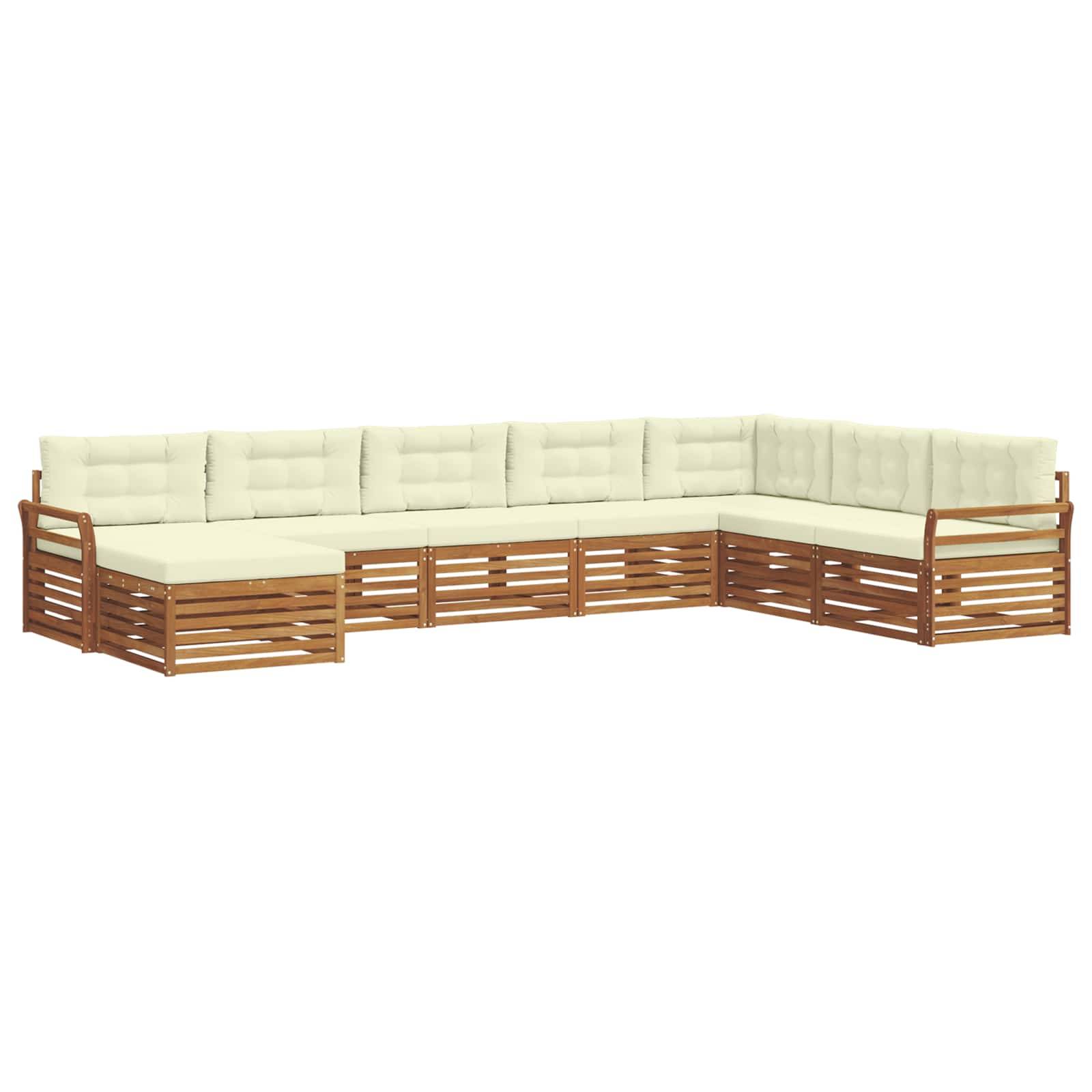 vidaXL Outdoor-Sofagarnitur 8 pcs Natur und Creme Massivholz Akazie