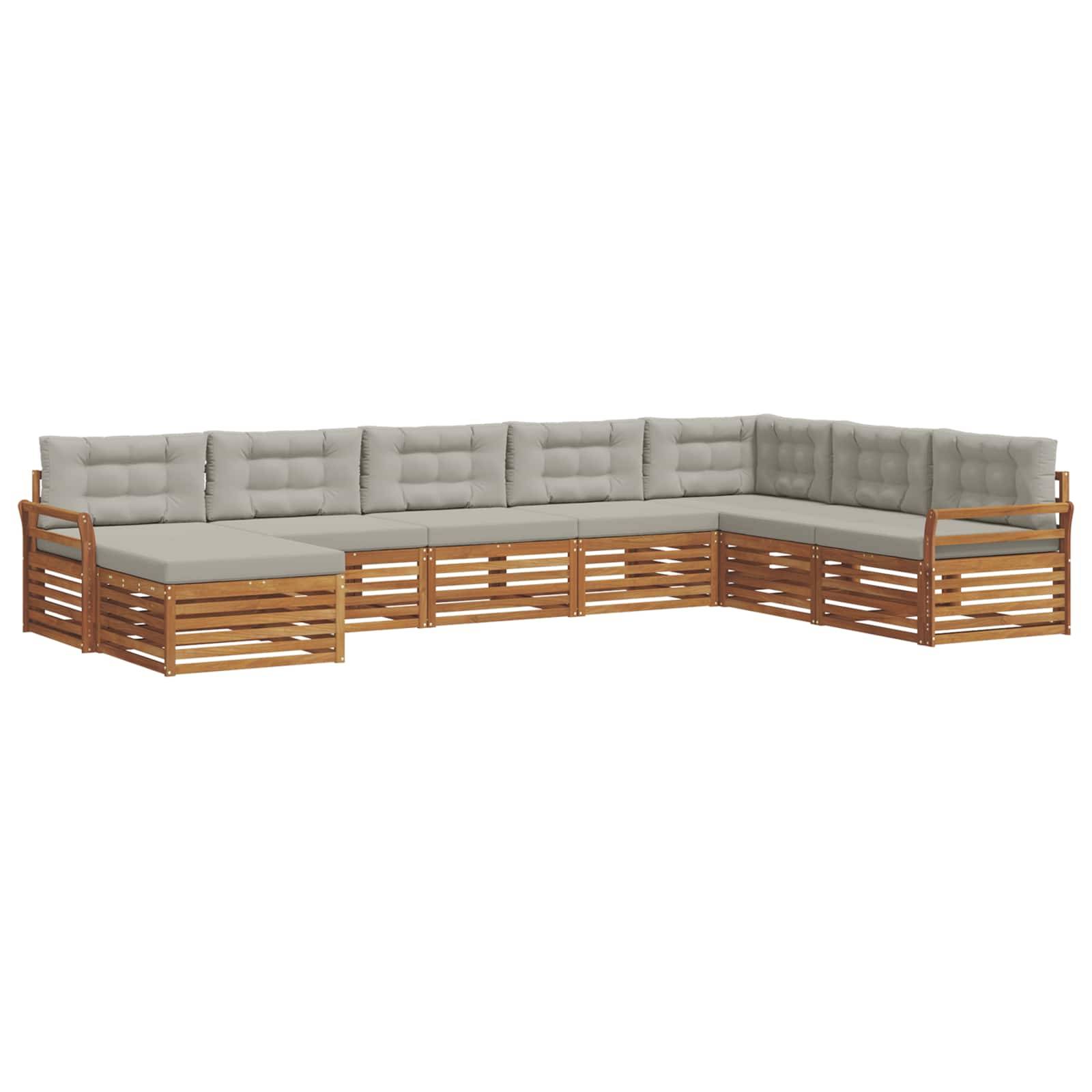 vidaXL Outdoor-Sofagarnitur mit Kissen 8 pcs Natürlich und Hellgrau
