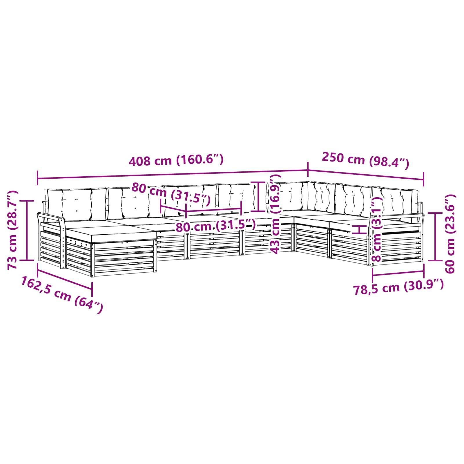 vidaXL Outdoor-Sofagarnitur 8 pcs Weiß und Anthrazit Massivholz Akazie
