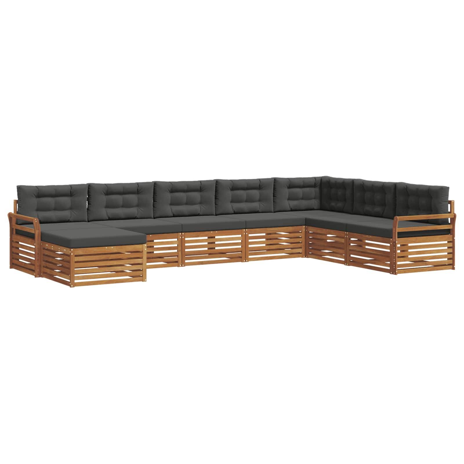 vidaXL Outdoor-Sofagarnitur mit Kissen 8 pcs Natur und Anthrazit