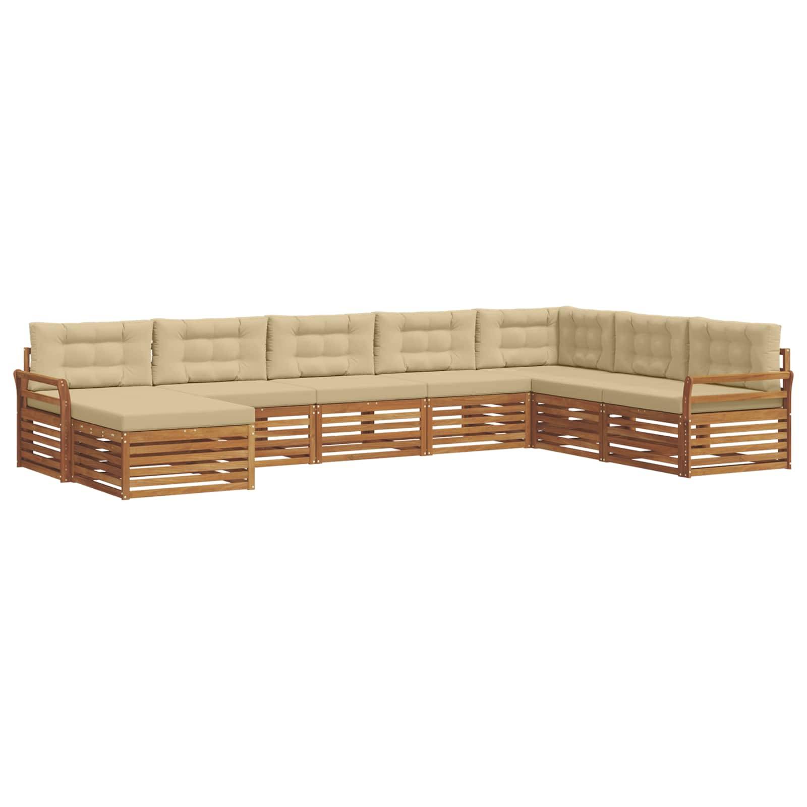 vidaXL Outdoor-Sofagarnitur 8 pcs Natur und Beige Massivholz Akazie