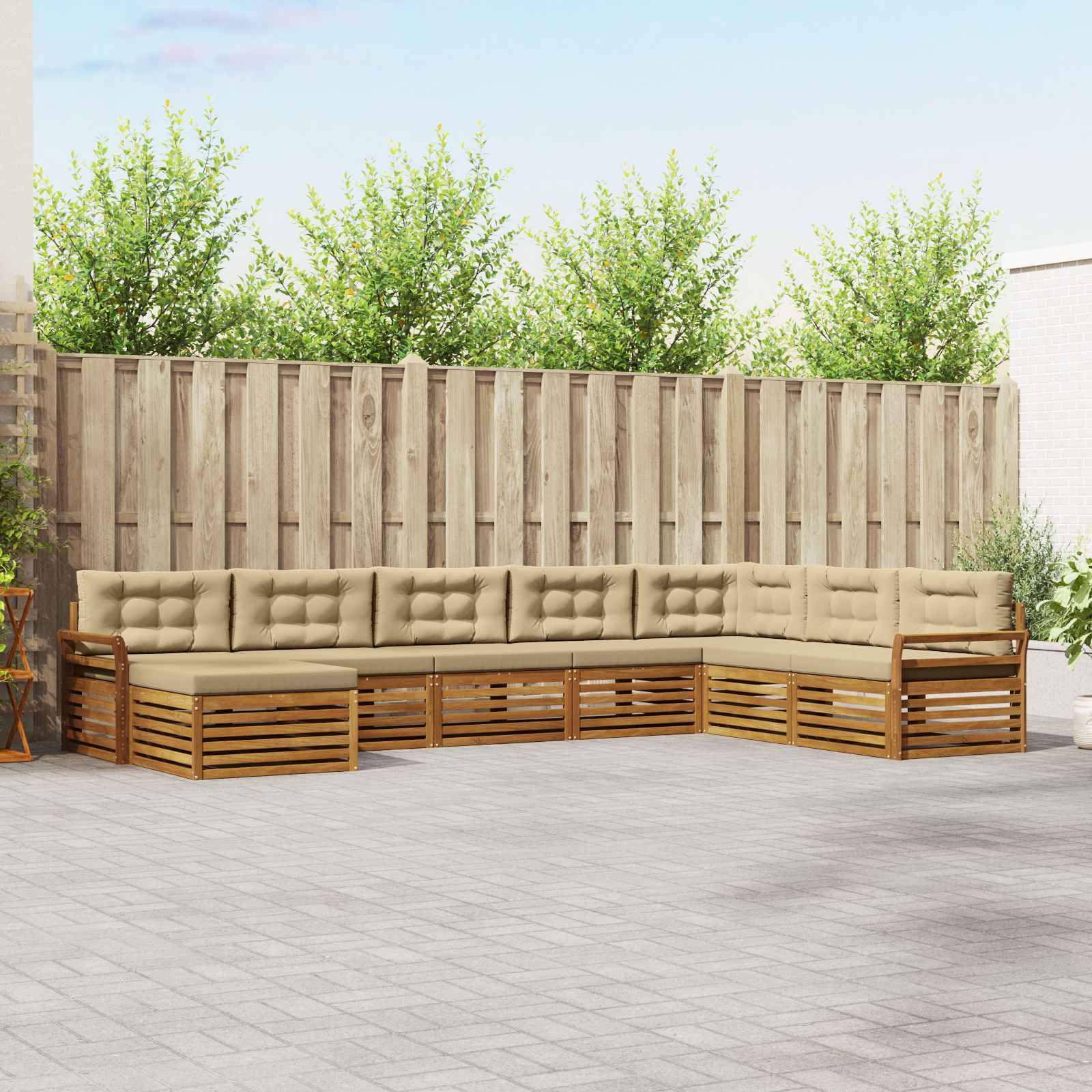 vidaXL Outdoor-Sofagarnitur 8 pcs Natur und Beige Massivholz Akazie