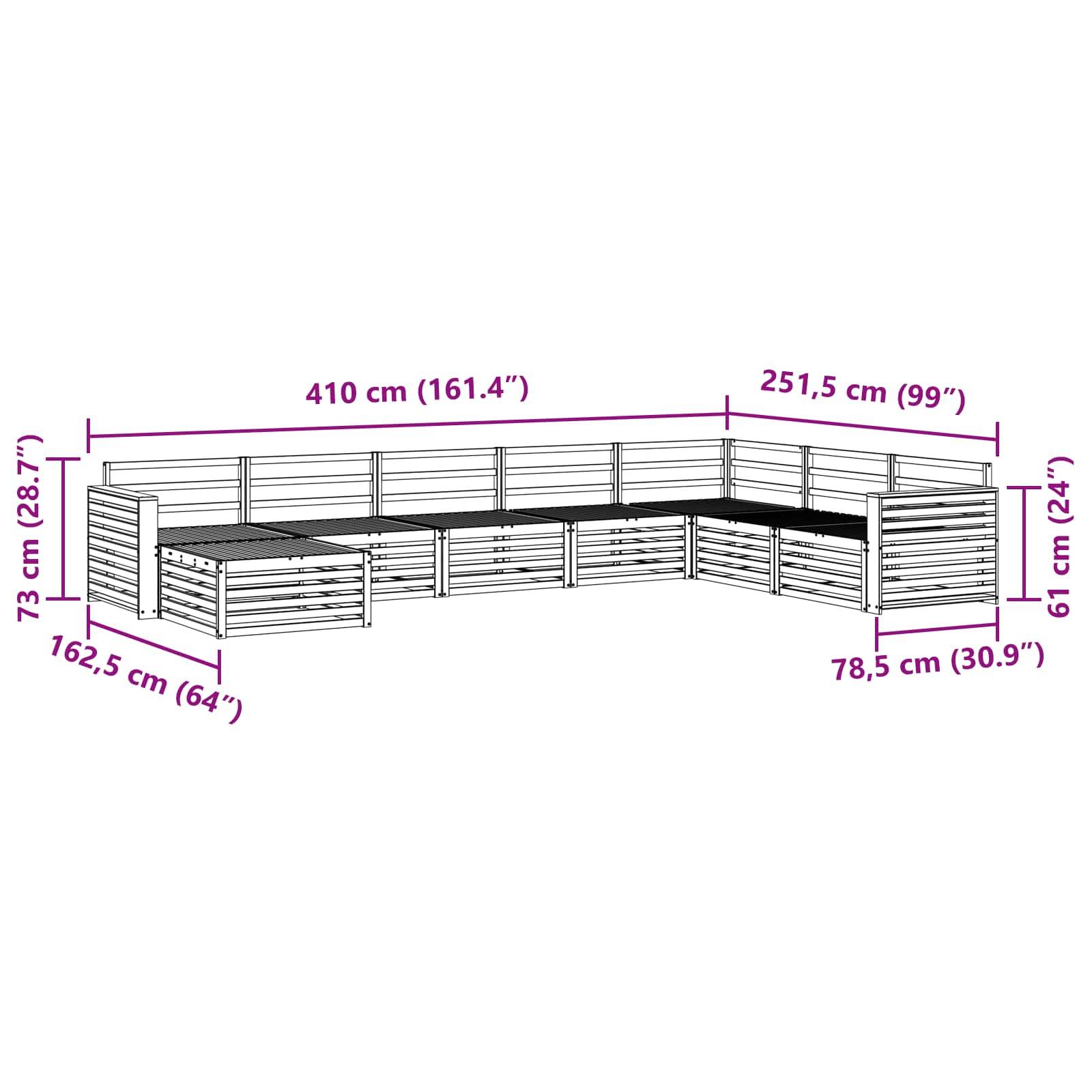 vidaXL Sofagarnituren 8 pcs Natur Massivholz Akazie