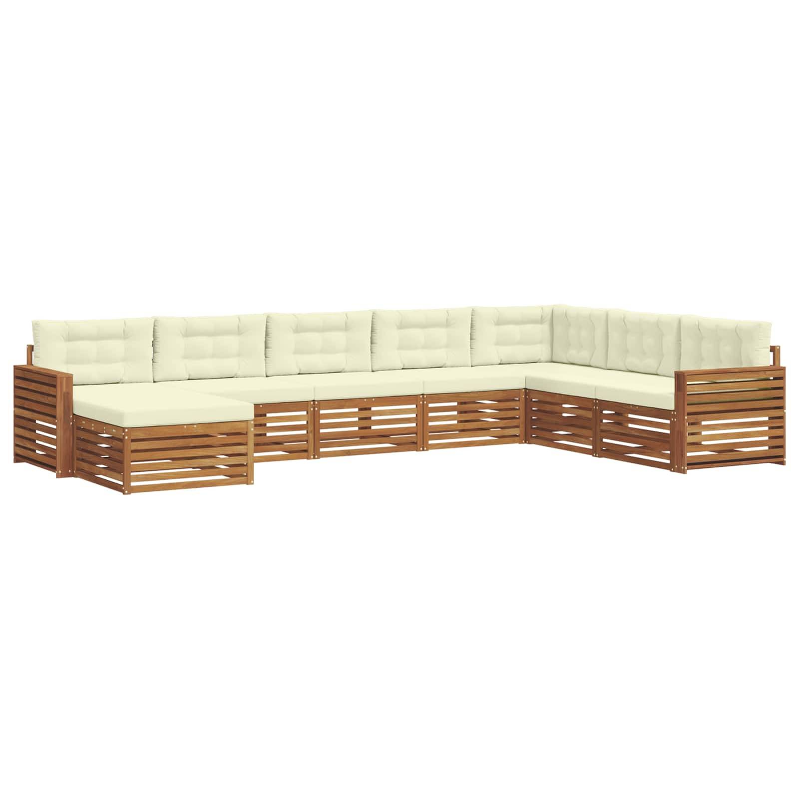 vidaXL Outdoor-Sofagarnitur 8 pcs Natur und Creme Massivholz Akazie