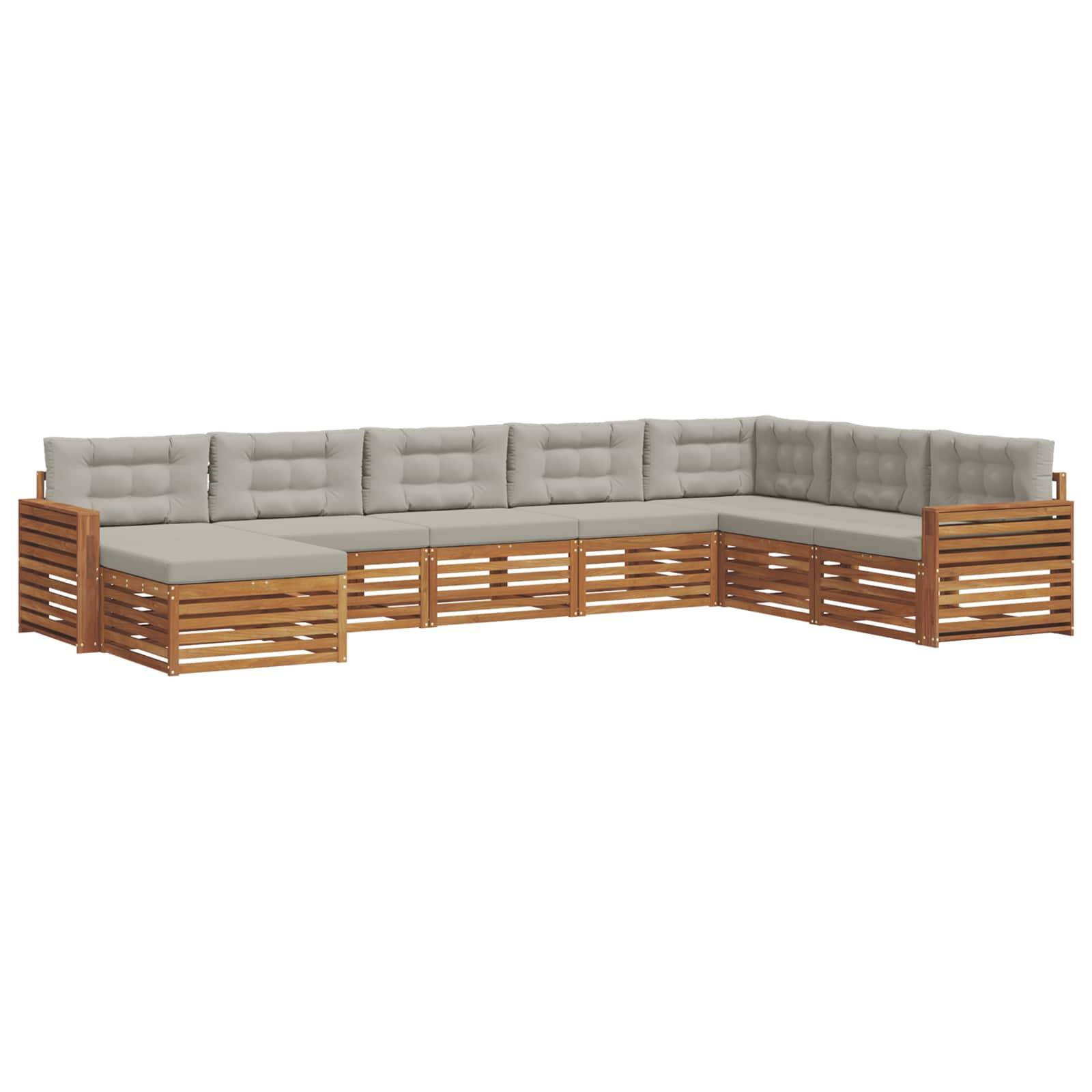 vidaXL Outdoor-Sofagarnitur mit Kissen 8 pcs Natürlich und Hellgrau