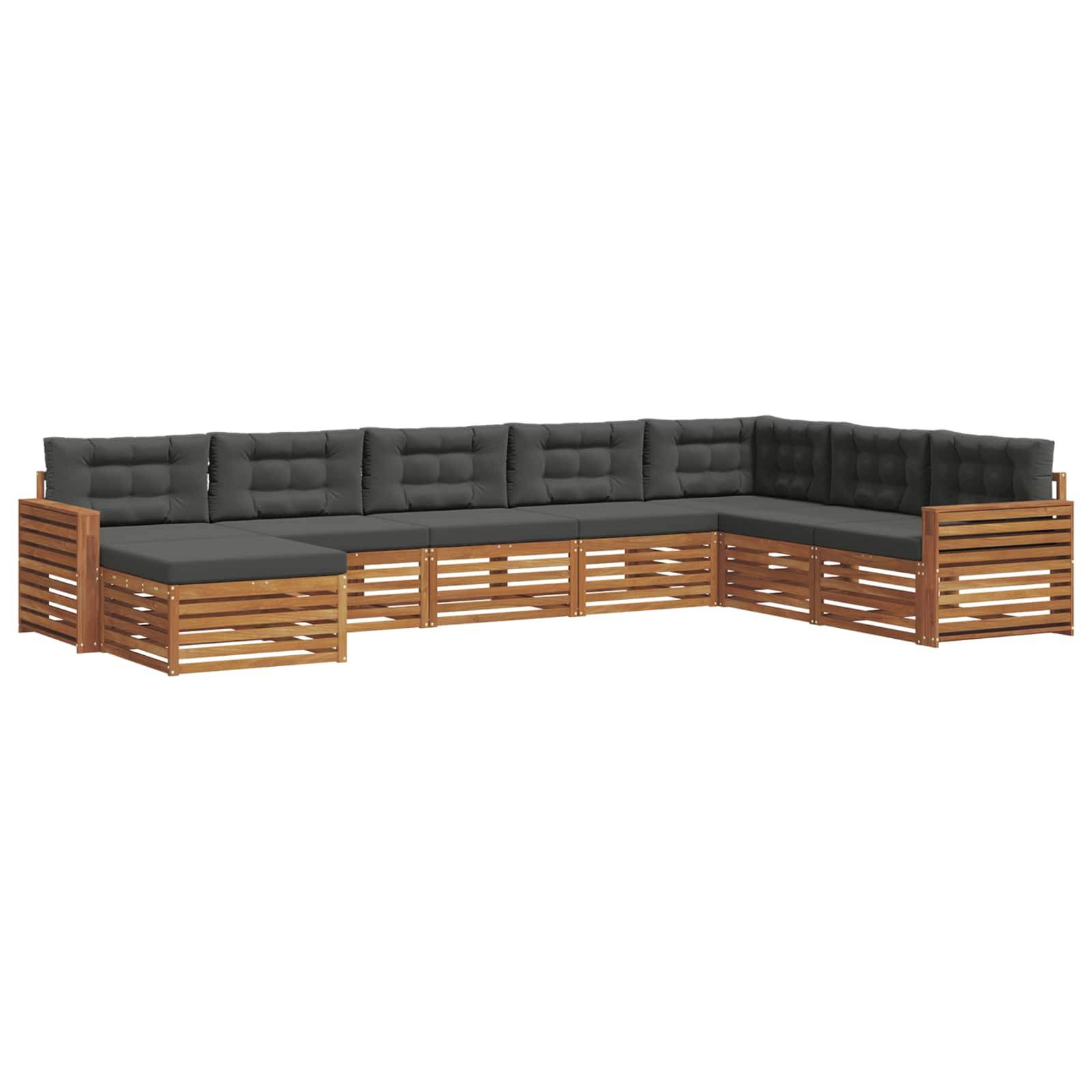 vidaXL Outdoor-Sofagarnitur mit Kissen 8 pcs Natur und Anthrazit