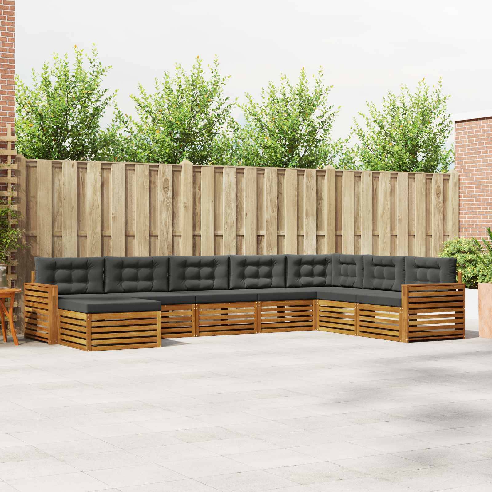 vidaXL Outdoor-Sofagarnitur mit Kissen 8 pcs Natur und Anthrazit