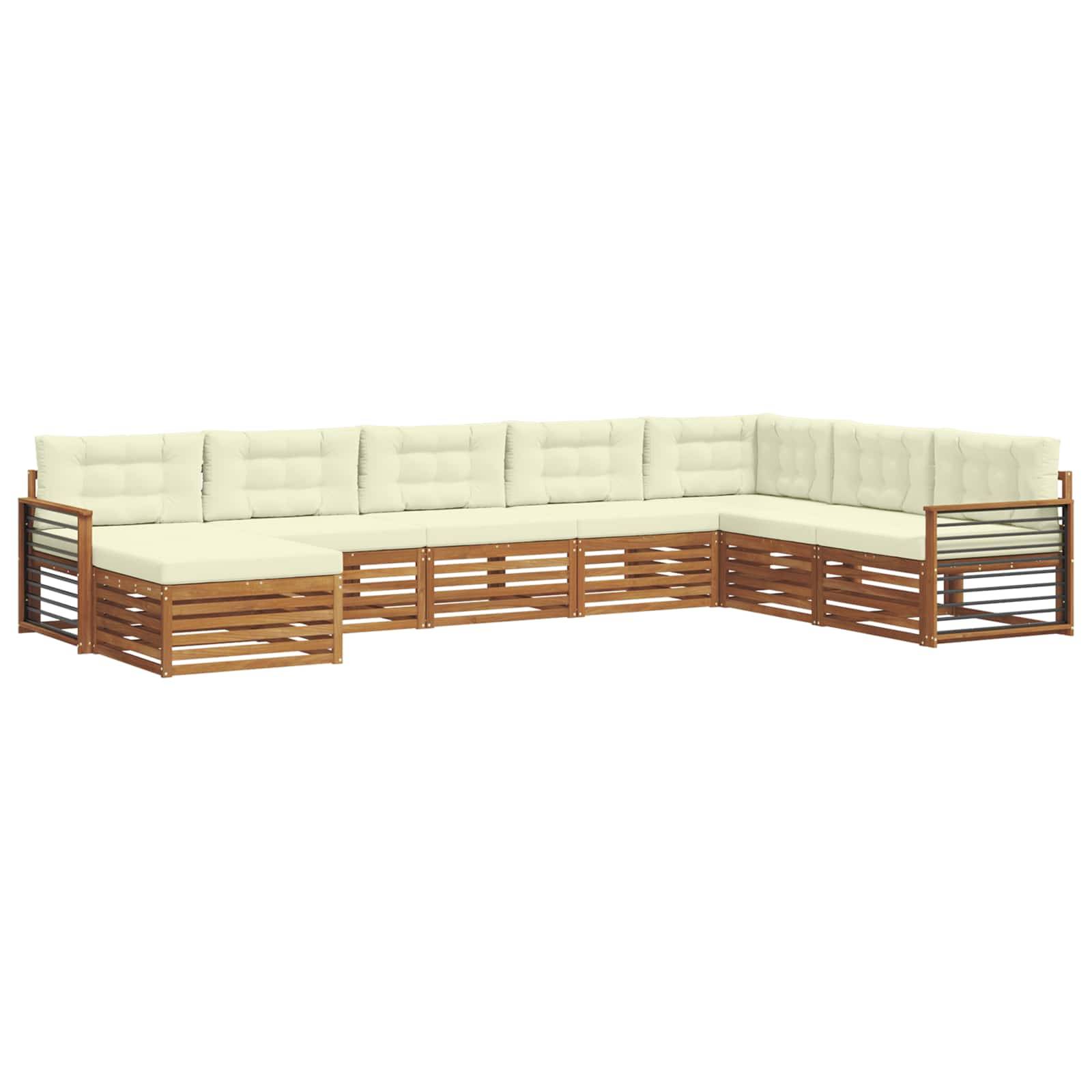 vidaXL Outdoor-Sofagarnitur 8 pcs Natur und Creme Massivholz Akazie